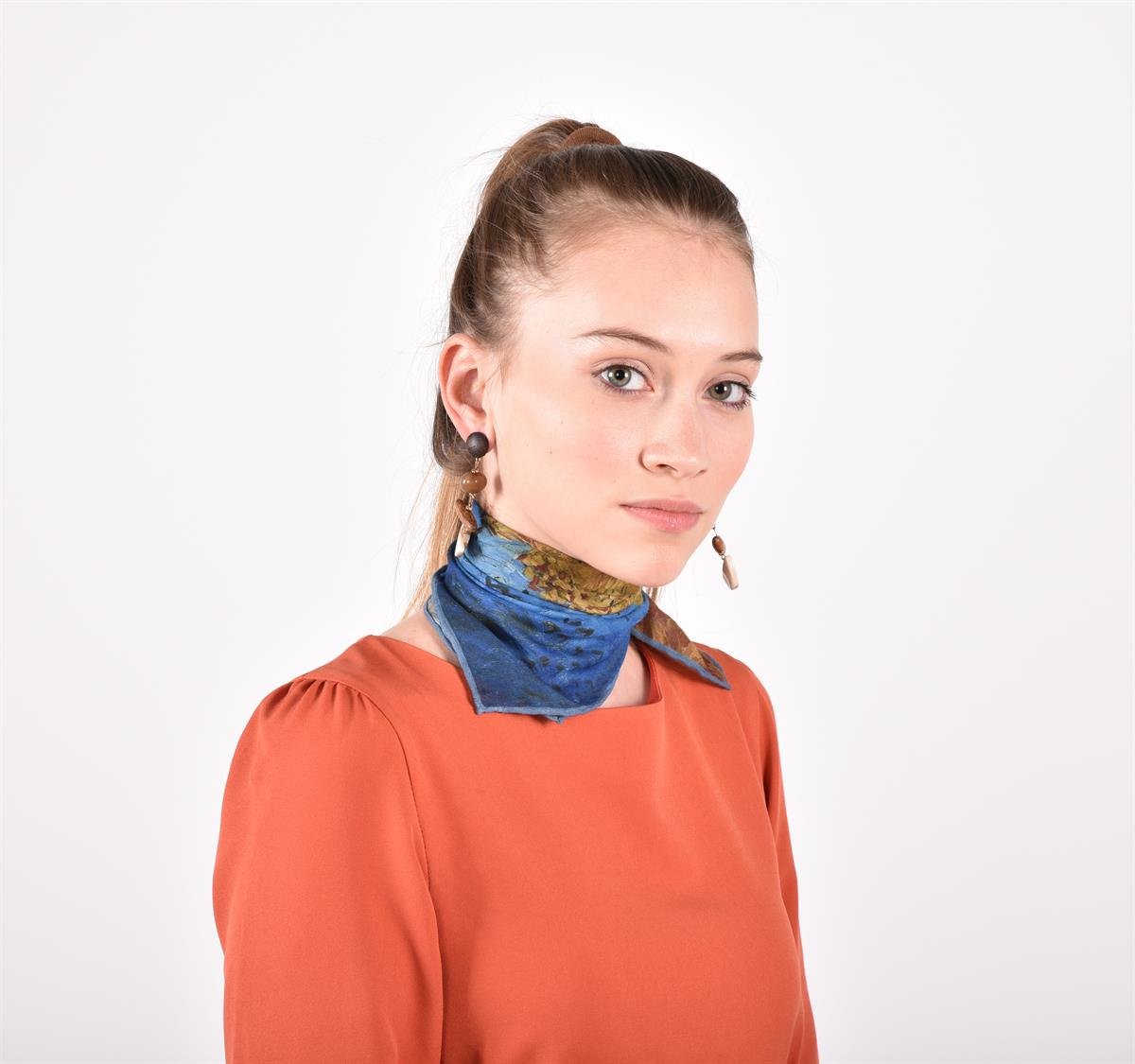 Van Gogh Wheatfield With Crows Desenli Renkli Çok Fonksiyonlu Renkli Kare 45x45 Bandana