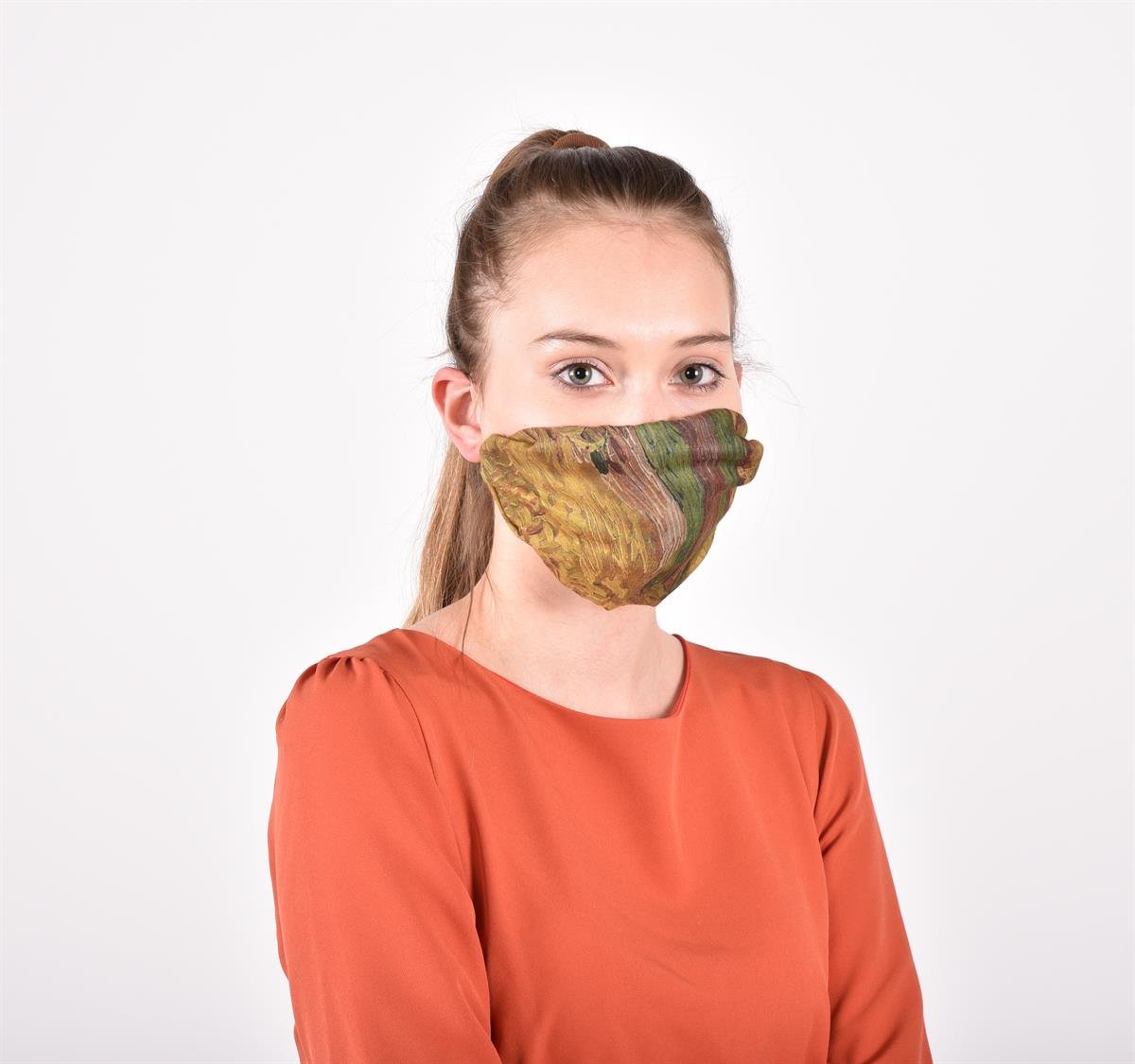 Van Gogh Wheatfield With Crows Desenli Renkli Çok Fonksiyonlu Renkli Kare 45x45 Bandana