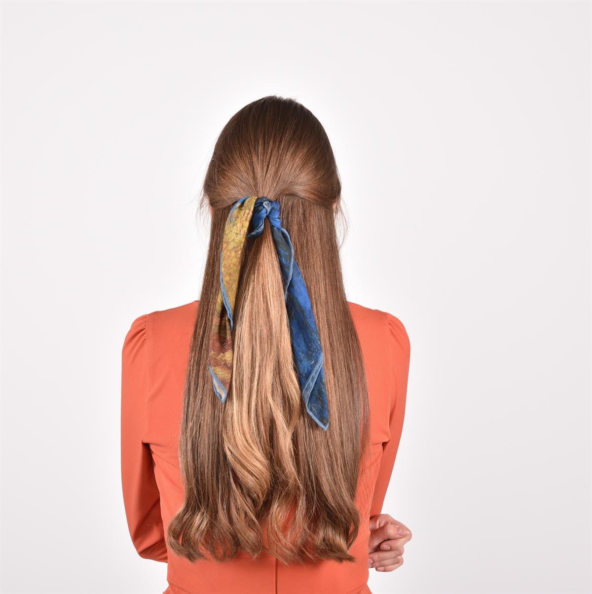 Van Gogh Wheatfield With Crows Desenli Renkli Çok Fonksiyonlu Renkli Kare 45x45 Bandana