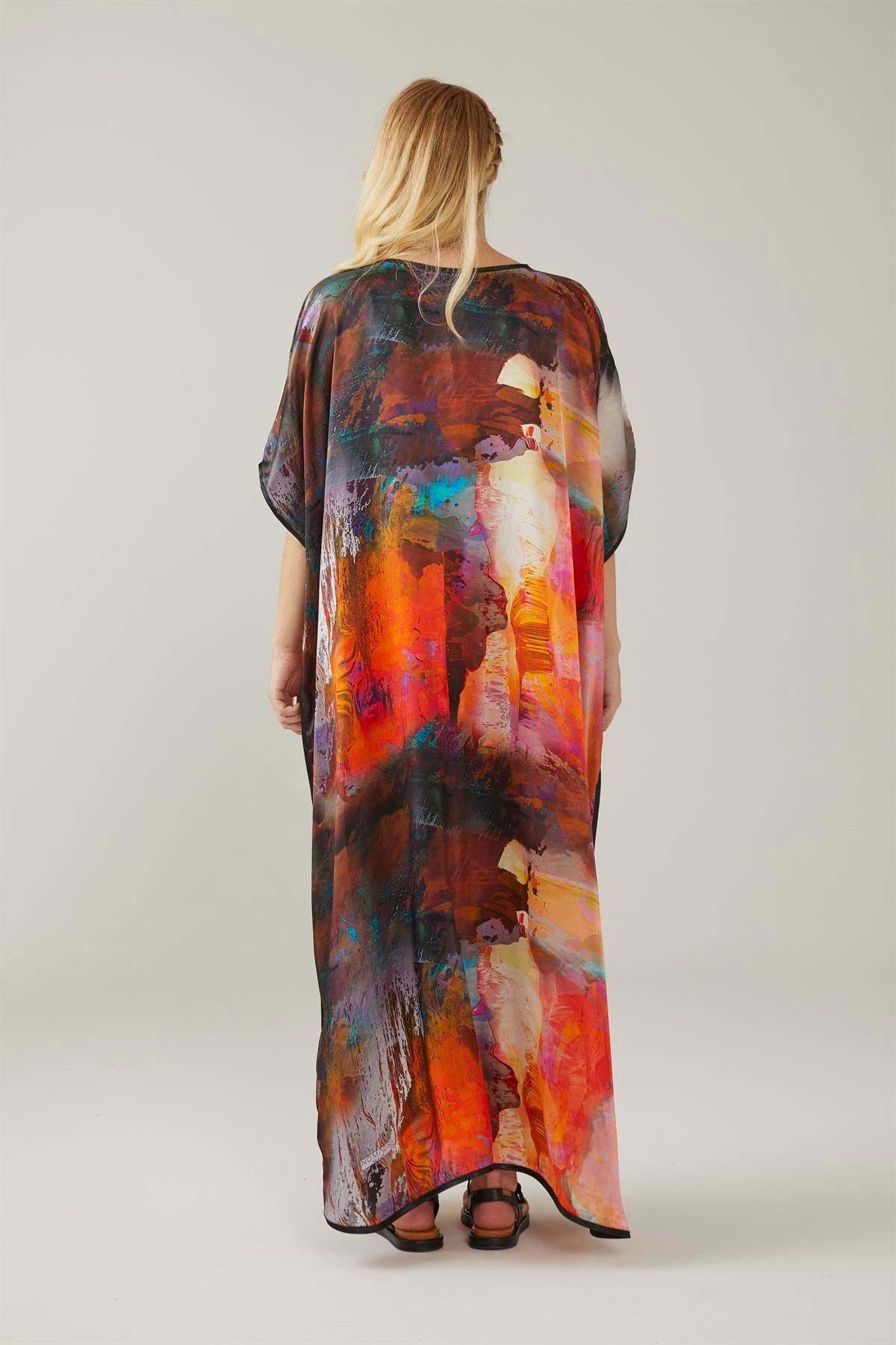 WATERCOLOR BRUSH PATTERNED SILK DRESS