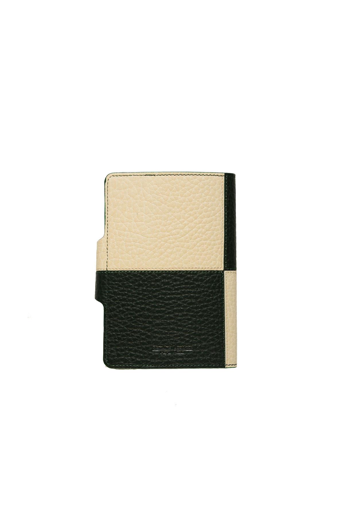 Green Beige Leather Passport Holder