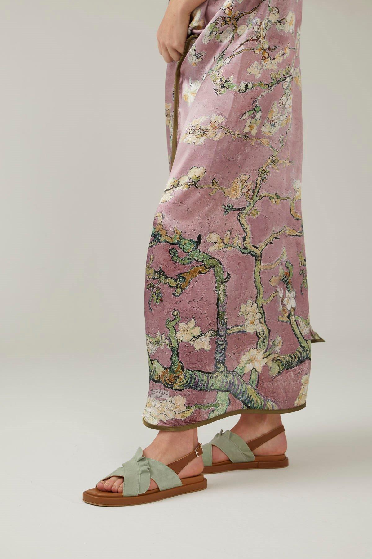 Yeşil Hakiki Süet Tabanı Kahve Yumuşak Hakiki Deri Bilekten Bağlamalı Kadın Yazlık Sandalet