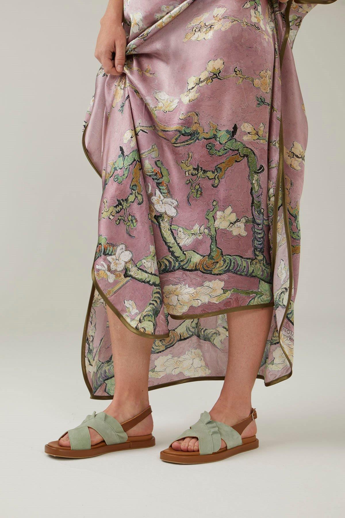 Yeşil Hakiki Süet Tabanı Kahve Yumuşak Hakiki Deri Bilekten Bağlamalı Kadın Yazlık Sandalet