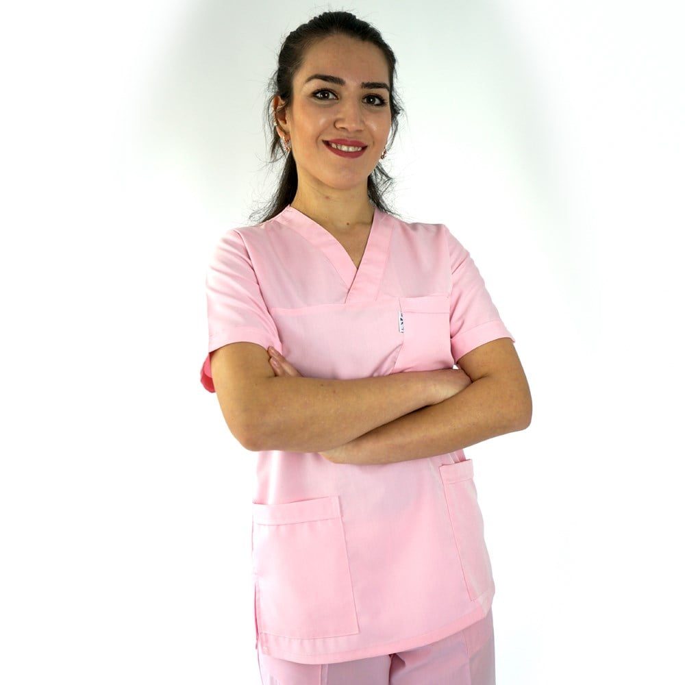 ALPAKA Mevsimlik Kumaş V Yaka Bayan Hemşire Doktor Forma Takımları