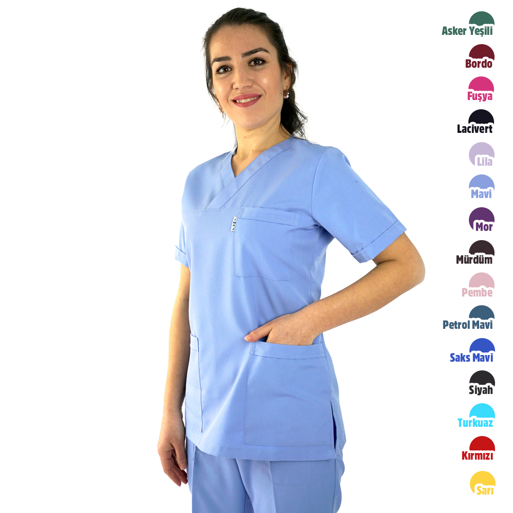 ALPAKA Mevsimlik Kumaş V Yaka Bayan Hemşire Doktor Forma Takımlarıhemşire forma, scrubs, hemşire kıyafeti, hemşire önlük, hemşire üniforma, Alpaka formaNöbet Takımları