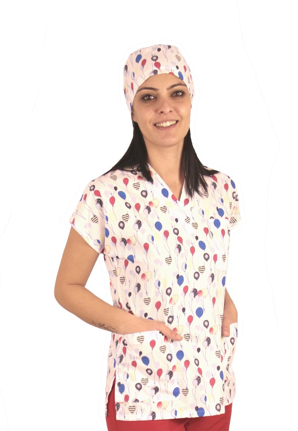 Balon Desenli Hipokrat Forma, Pantolon Siyah
