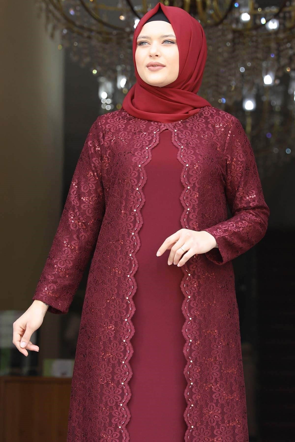 PAPATYA ELBİSEAMH502-BORDOAmine Hüma