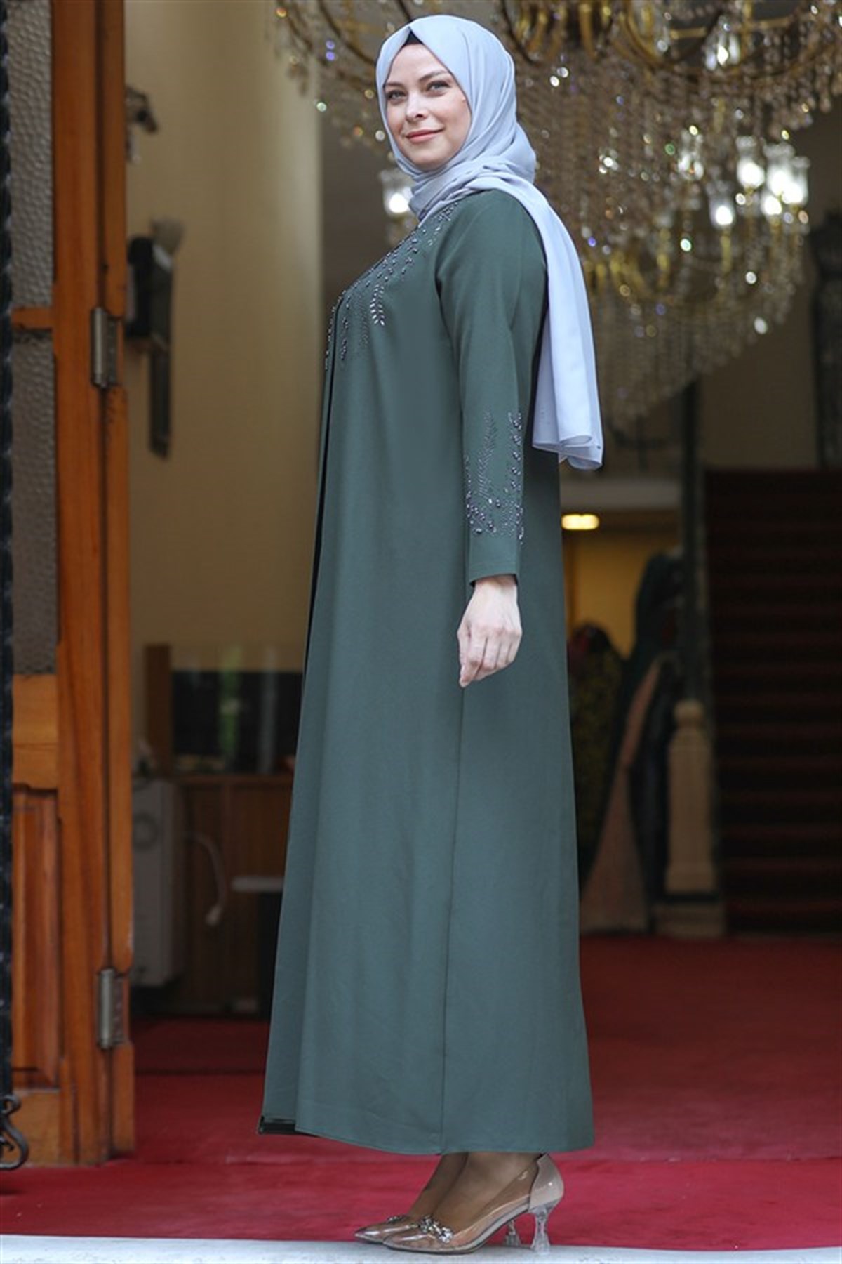Robe de Soirée Kaki AMH762AMH762-HAKİAmine Hüma