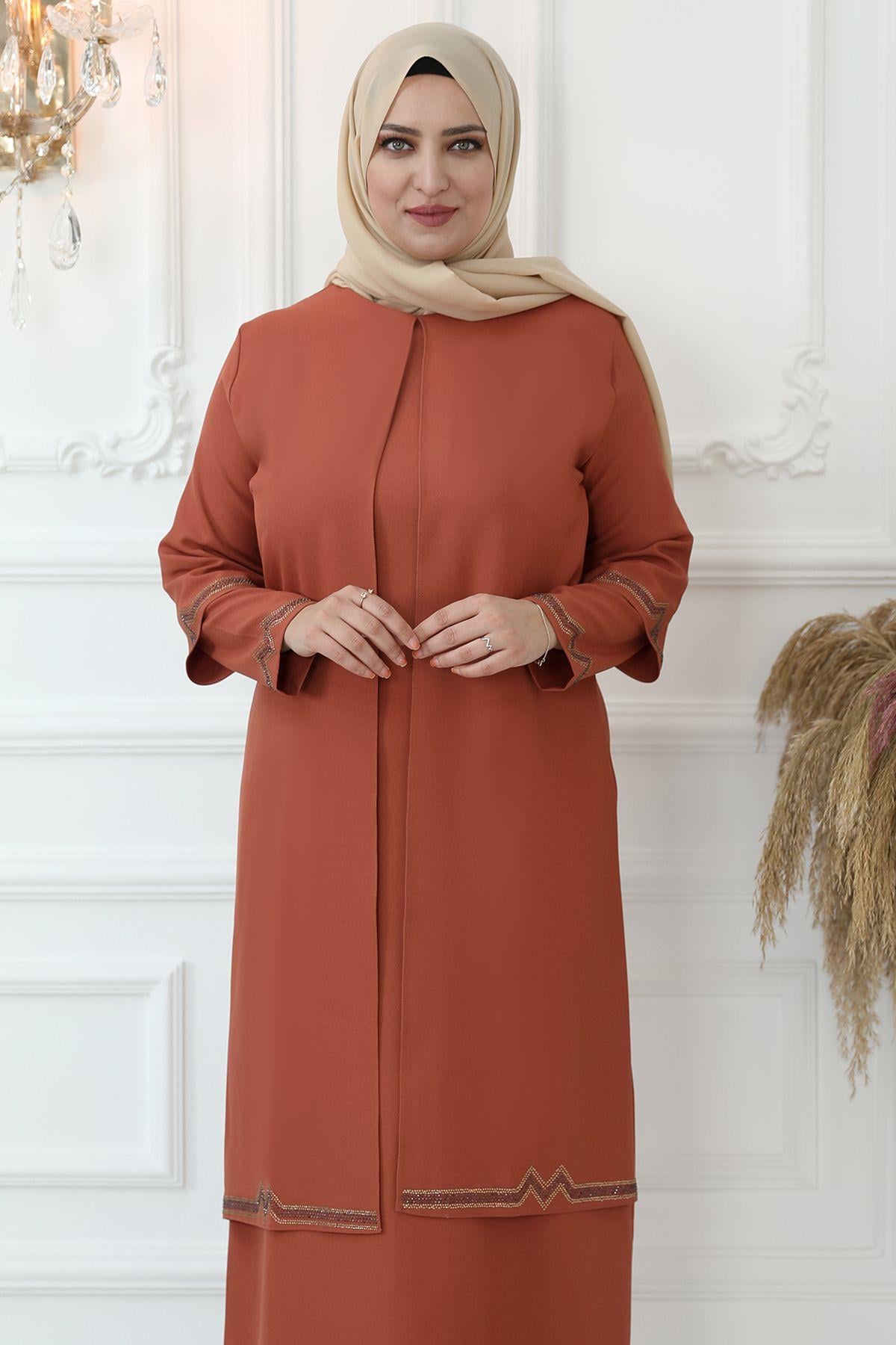 Evening Dress Brick AMH780AMH780-KİREMİTAmine Hüma