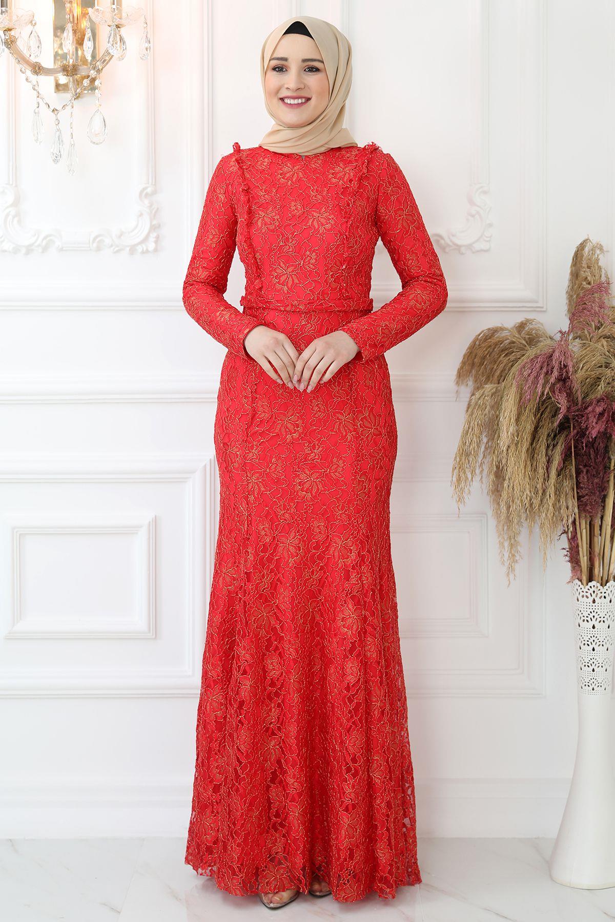 Belinay Abiye Kırmızı AMH842AMH842-KIRMIZIAmine Hüma