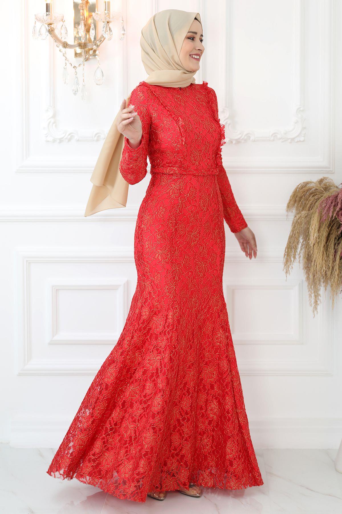 Belinay Abiye Kırmızı AMH842AMH842-KIRMIZIAmine Hüma