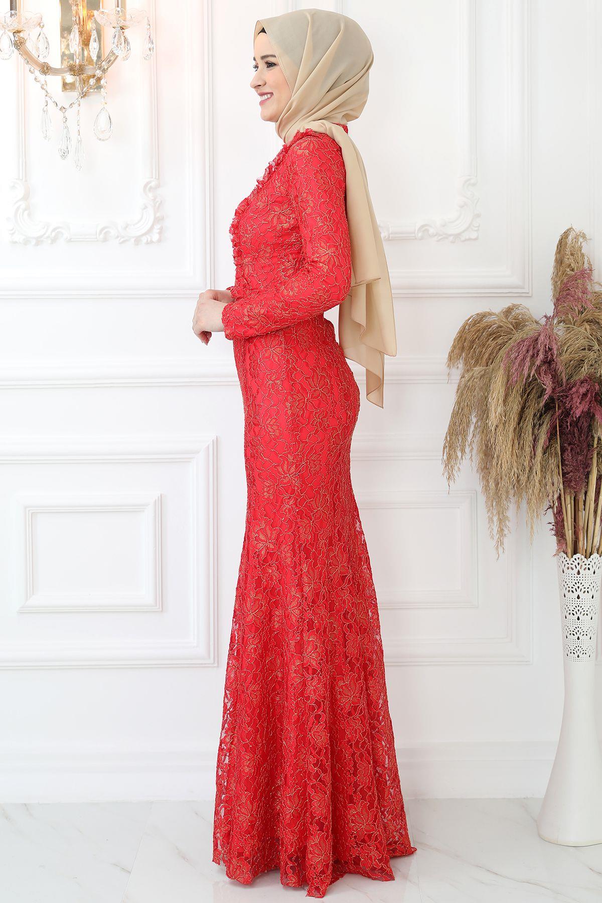 Belinay Abiye Kırmızı AMH842AMH842-KIRMIZIAmine Hüma