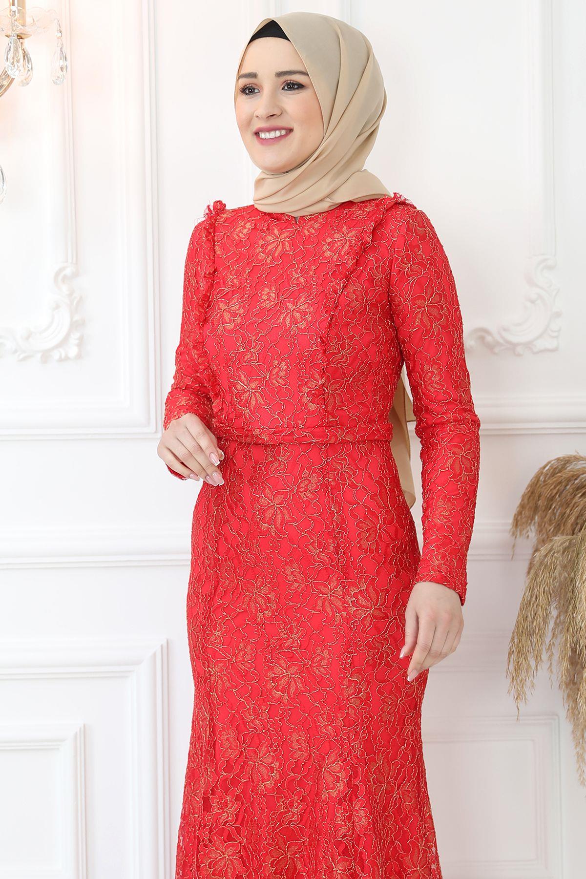 Belinay Abiye Kırmızı AMH842AMH842-KIRMIZIAmine Hüma