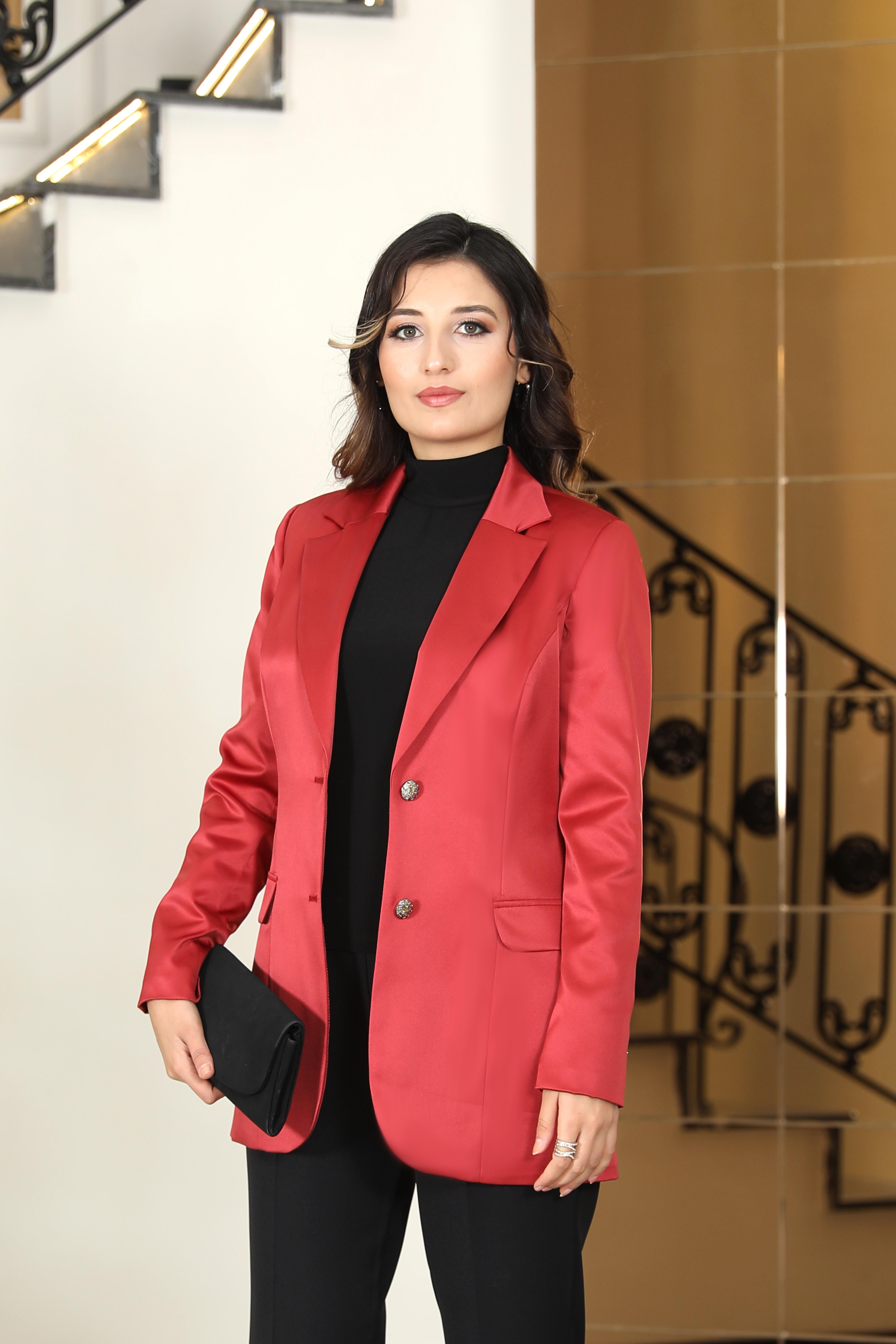 Yaren Saten Ceket Açık Bordo ELB52ELB52-AÇIK BORDOElben