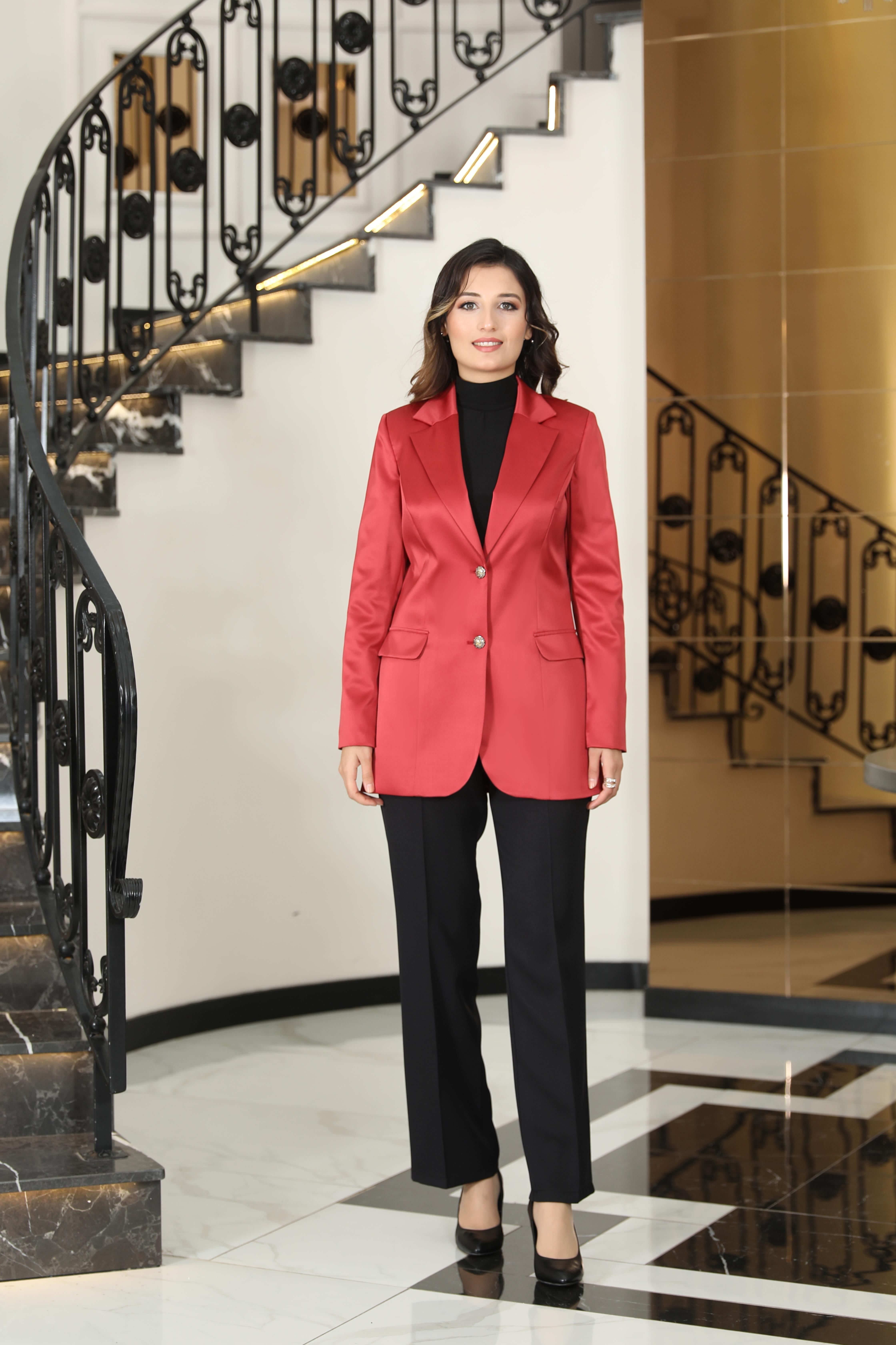 Yaren Saten Ceket Açık Bordo ELB52ELB52-AÇIK BORDOElben