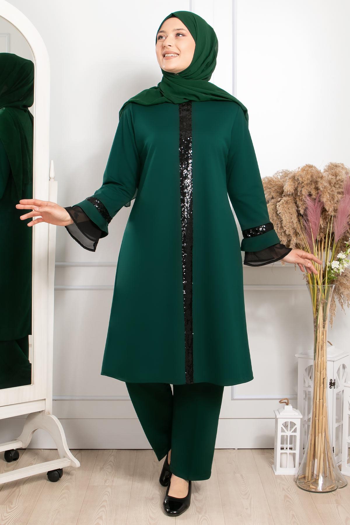 Tunic - Pants - Poly Cotton - Unlined - Crew Neck - Petrol - FHM529FHM529-PETROLFahima