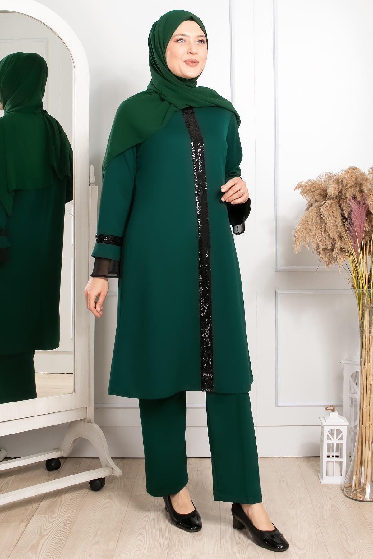 Tunic - Pants - Poly Cotton - Unlined - Crew Neck - Petrol - FHM529FHM529-PETROLFahima