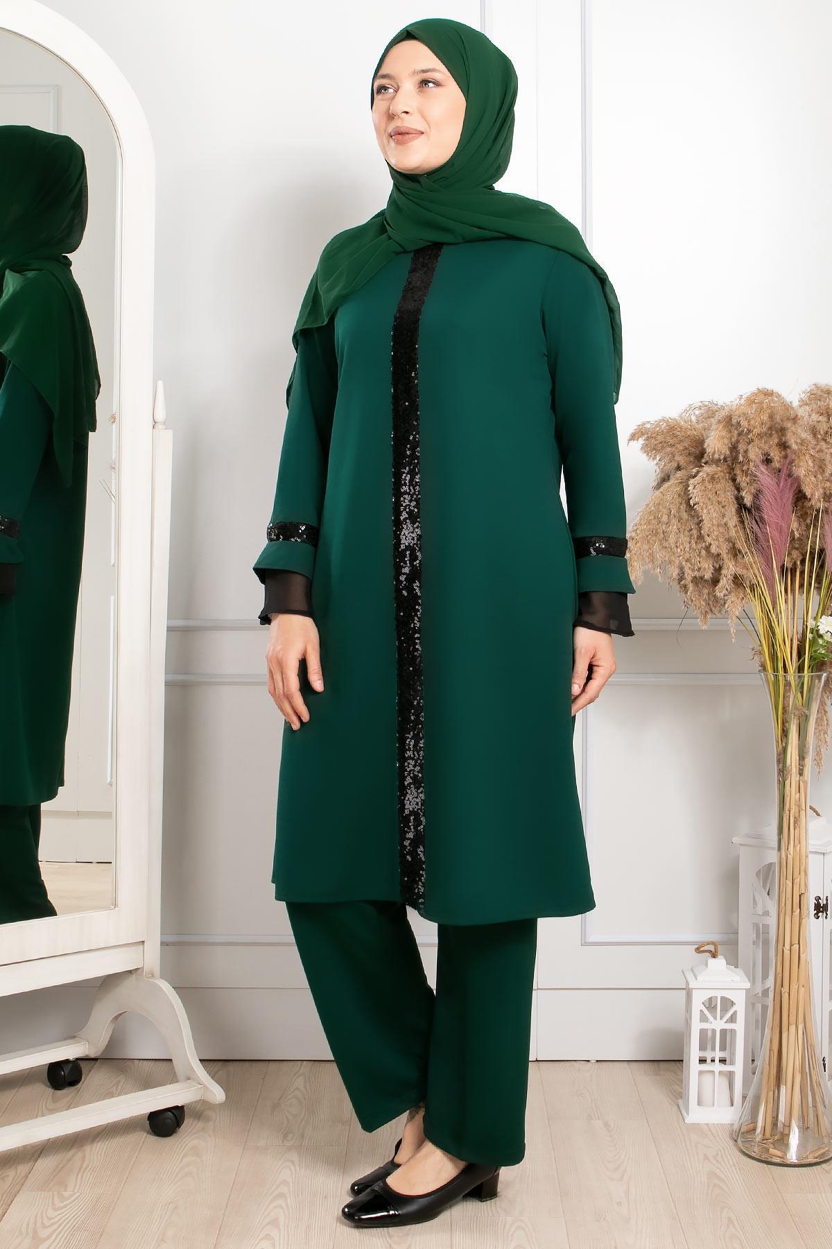 Tunic - Pants - Poly Cotton - Unlined - Crew Neck - Petrol - FHM529FHM529-PETROLFahima