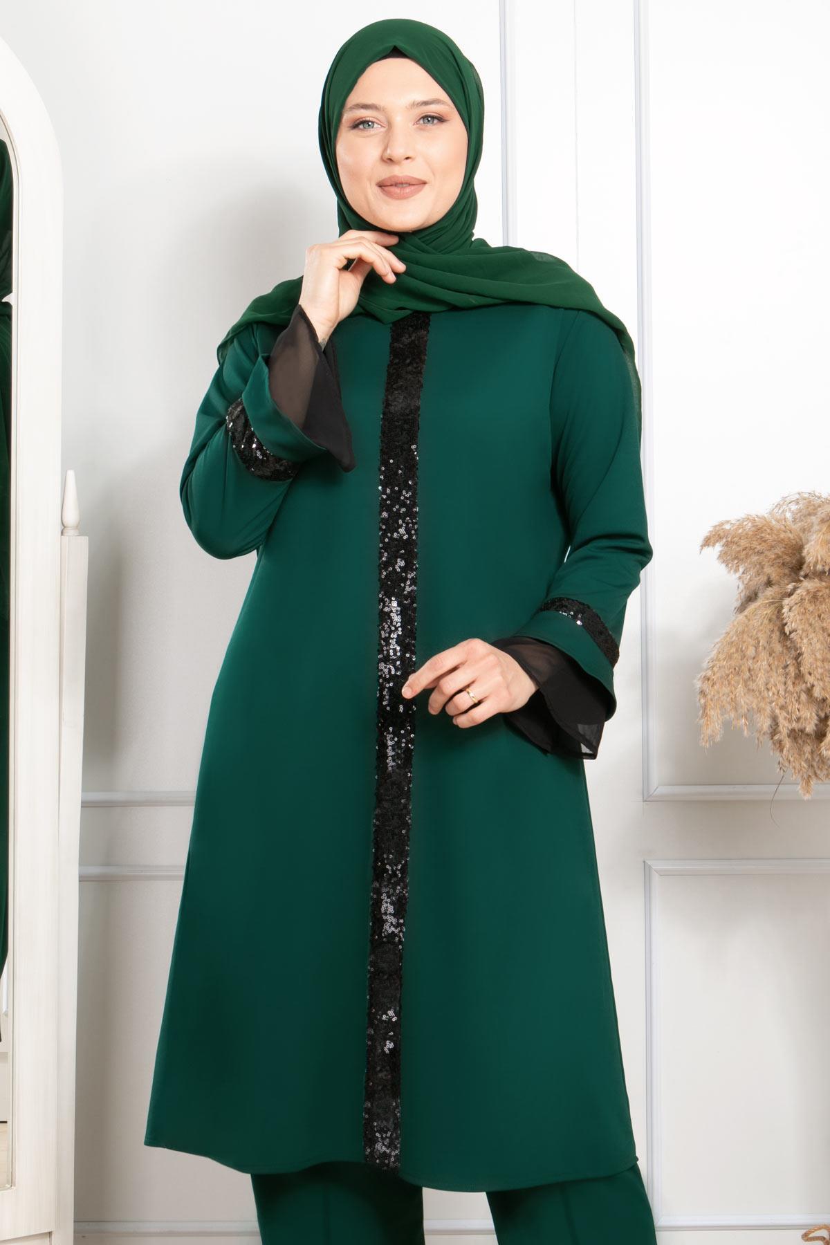 Tunic - Pants - Poly Cotton - Unlined - Crew Neck - Petrol - FHM529FHM529-PETROLFahima