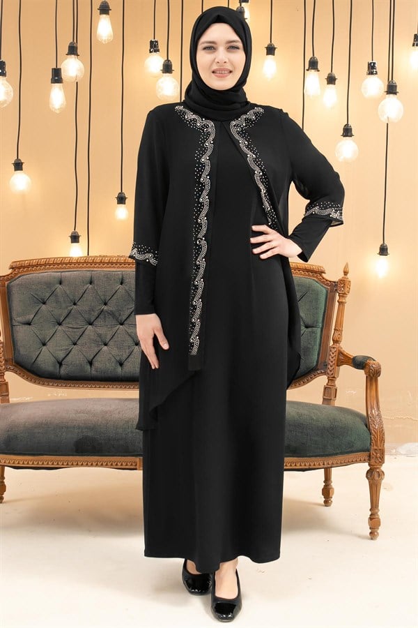 Dress - Lycra - Unlined - Crew Neck - Black - FHM628FHM628-SİYAHFahima