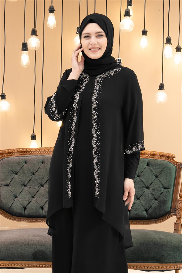 Dress - Lycra - Unlined - Crew Neck - Black - FHM628FHM628-SİYAHFahima