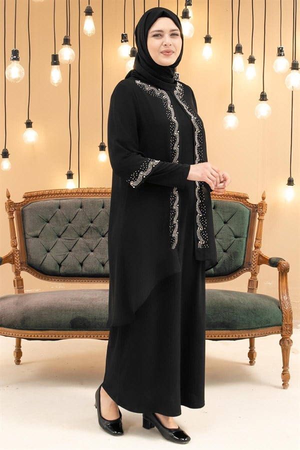 Dress - Lycra - Unlined - Crew Neck - Black - FHM628FHM628-SİYAHFahima