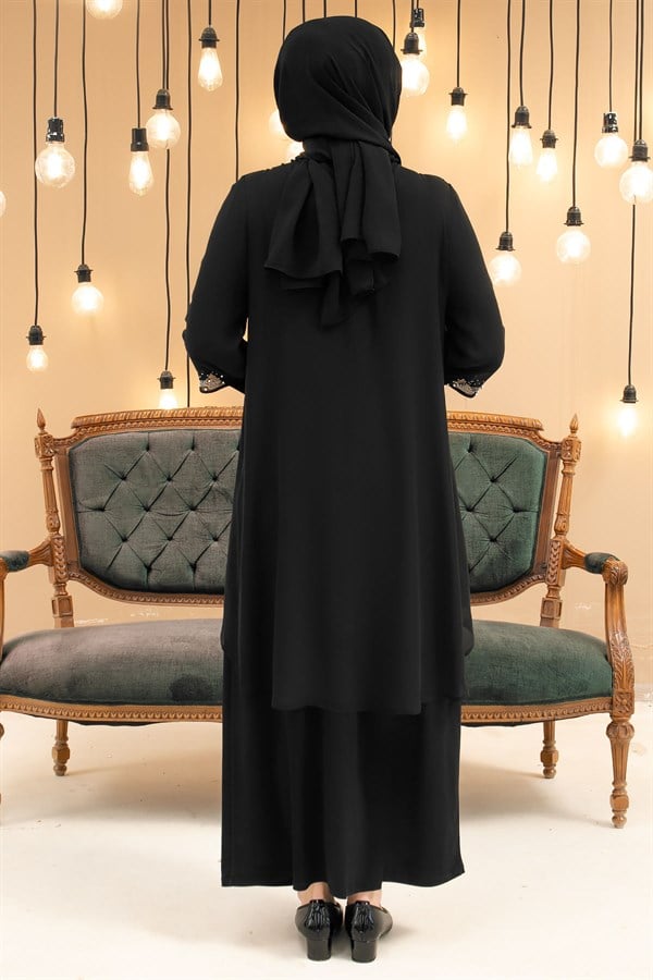 Dress - Lycra - Unlined - Crew Neck - Black - FHM628FHM628-SİYAHFahima