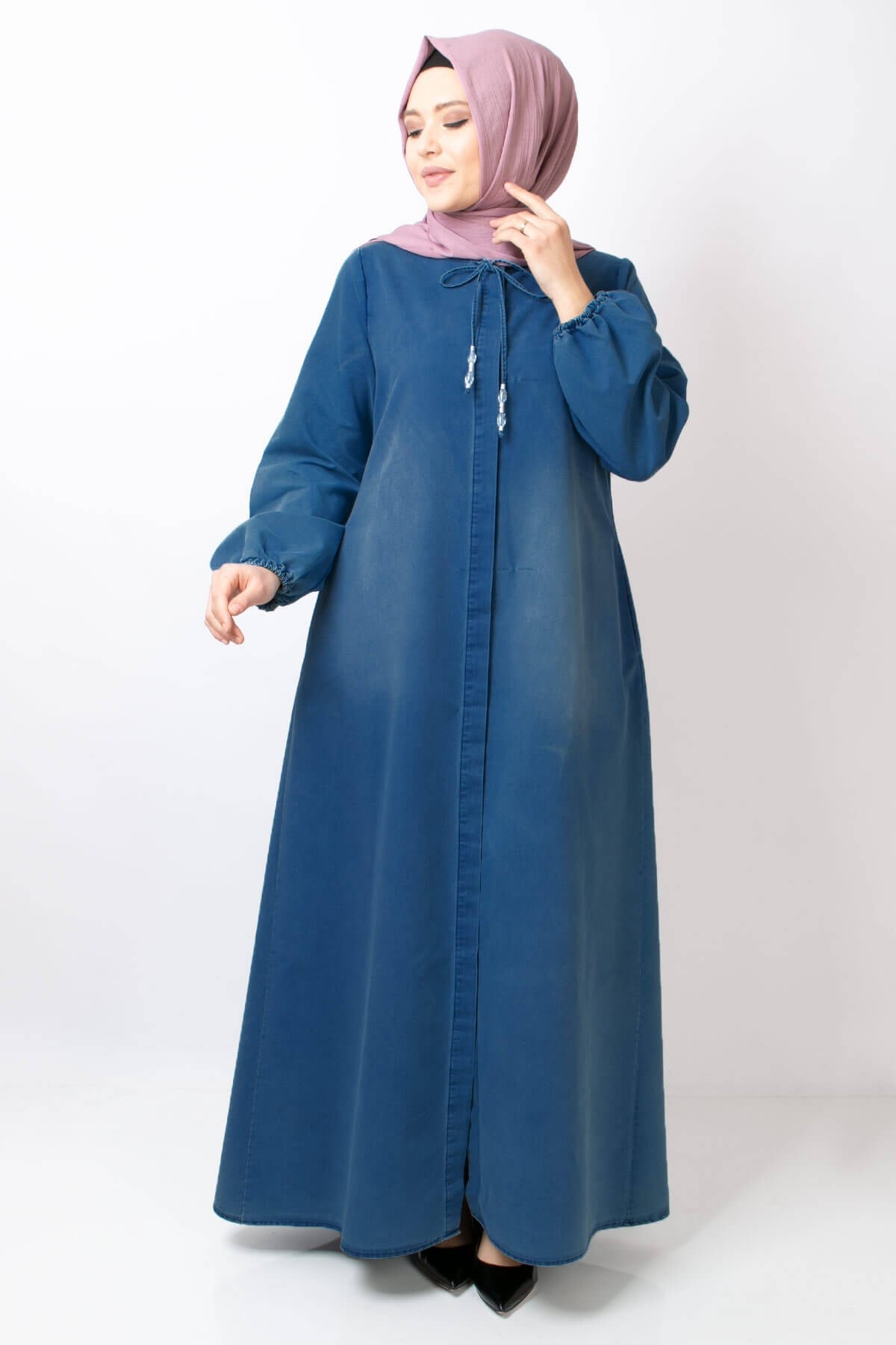 Abaya - Tencel - Ohne Innenfutter - Rundhalsausschnitt - Blue - FHM705FHM705-KOTFahima