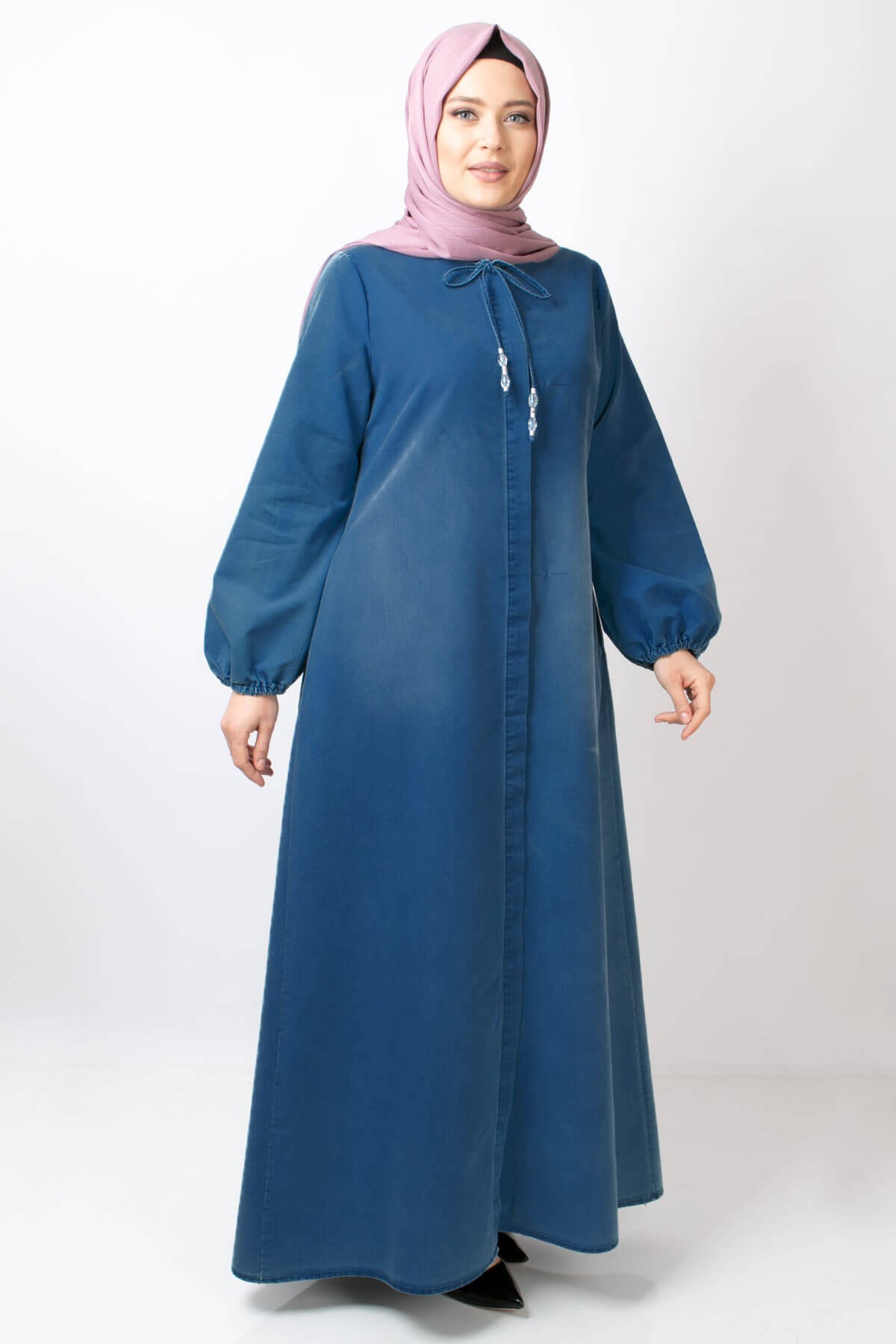 Abaya - Tencel - Ohne Innenfutter - Rundhalsausschnitt - Blue - FHM705FHM705-KOTFahima