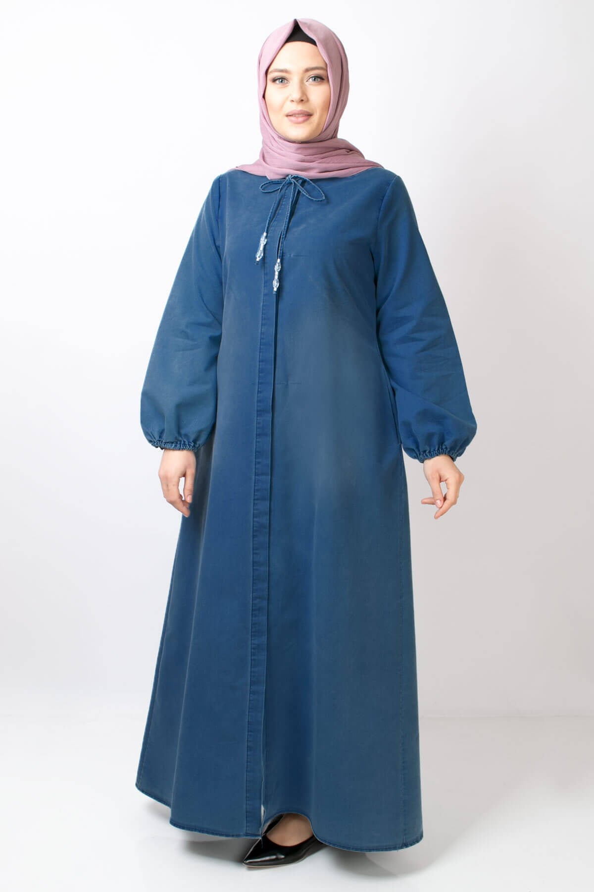 Abaya - Tencel - Ohne Innenfutter - Rundhalsausschnitt - Blue - FHM705FHM705-KOTFahima