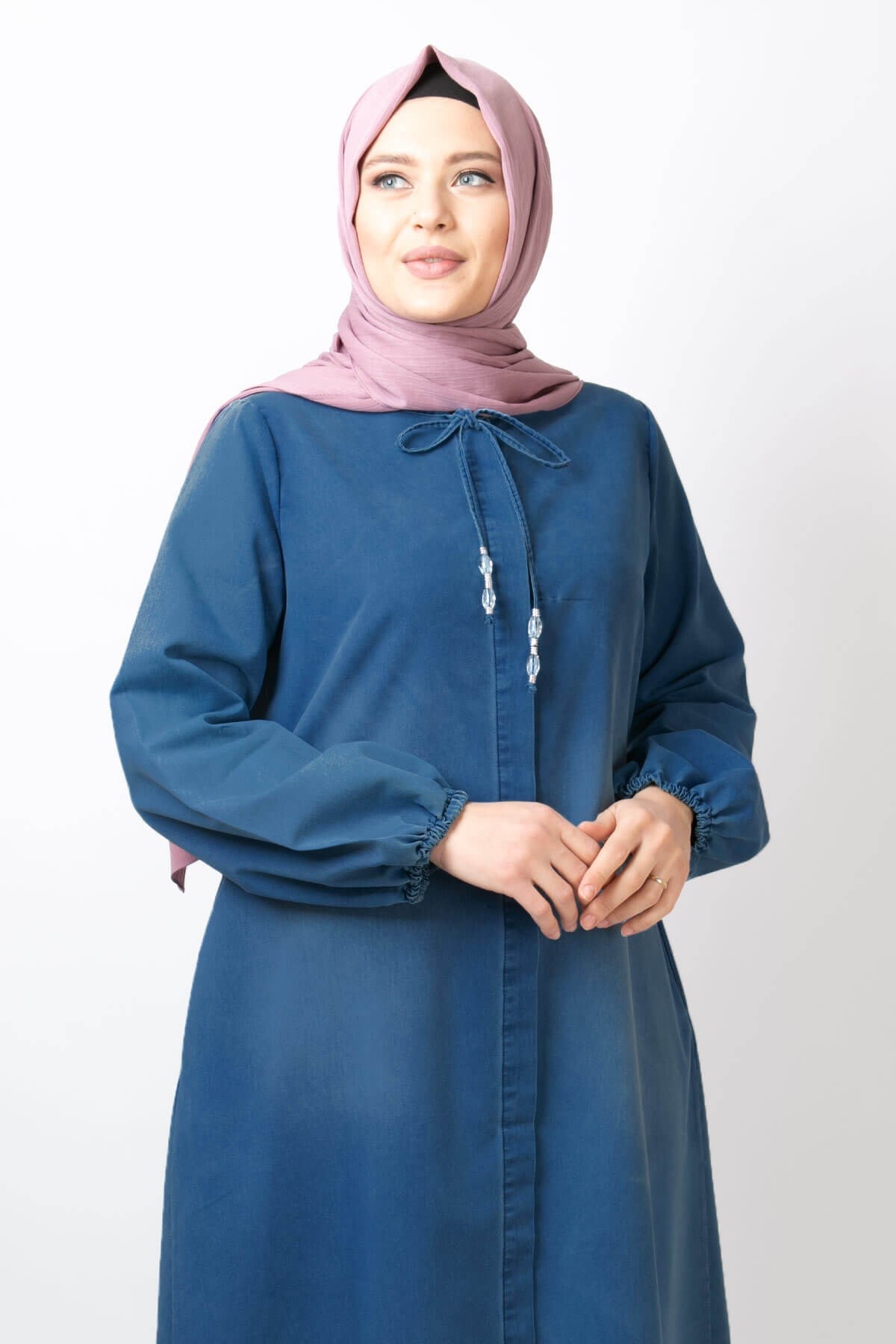 Abaya - Tencel - Ohne Innenfutter - Rundhalsausschnitt - Blue - FHM705FHM705-KOTFahima