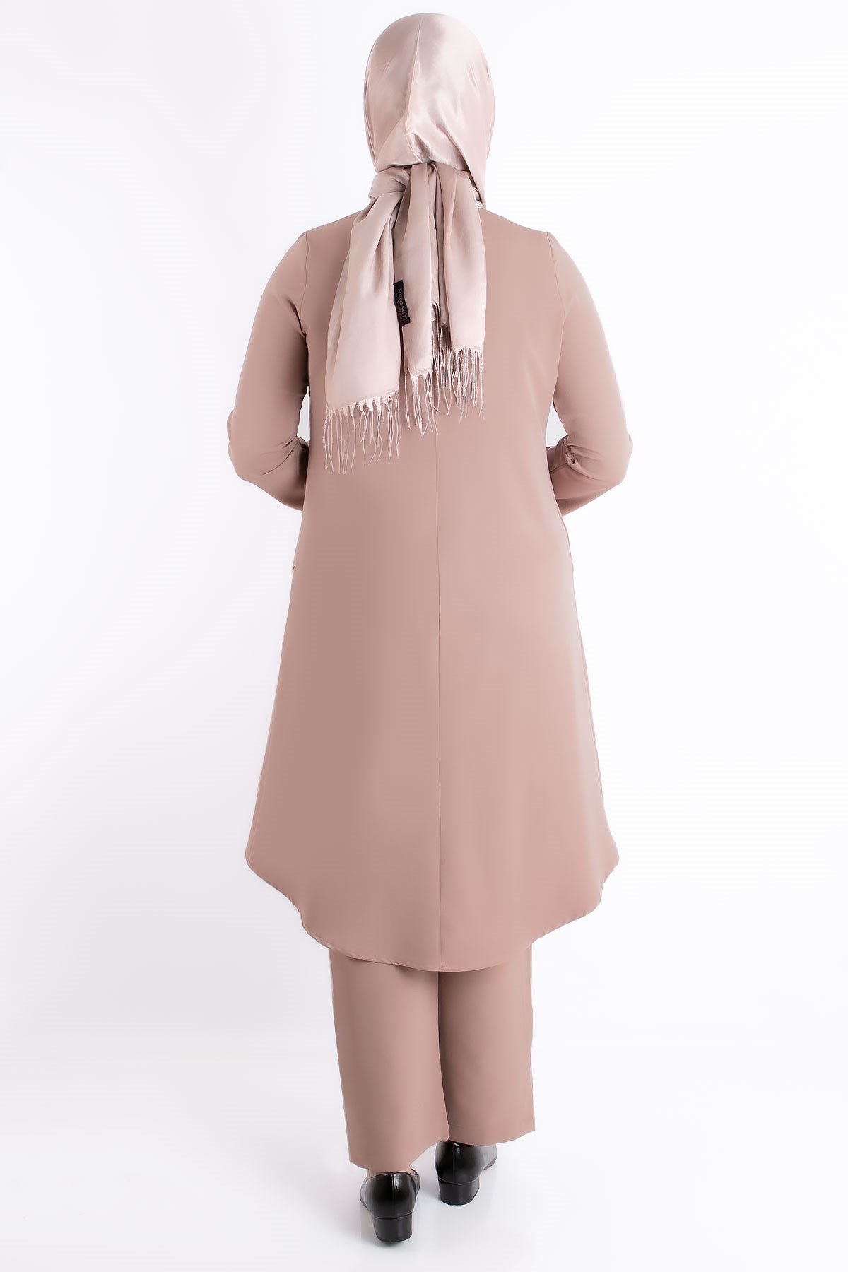 Jacket - Tunic - Trousers - 2 Piece Suits - Crepe - Unlined - Crew Neck - Mink - FHM727FHM727-VİZONFahima