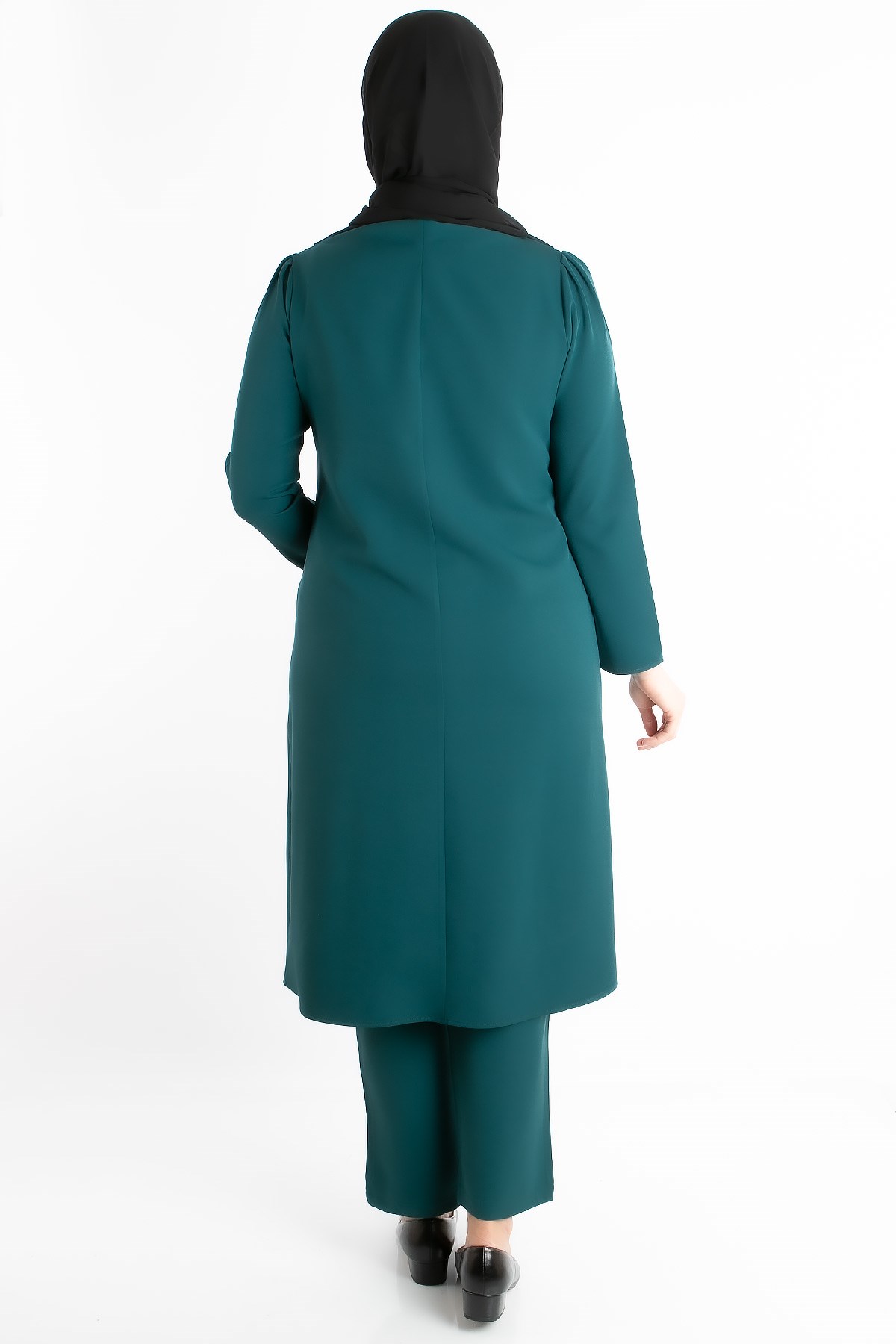 Tunic - Trousers - Crepe - Sequin Striped - Unlined - Crew Neck - Petrol - FHM734FHM734-PETROLFahima
