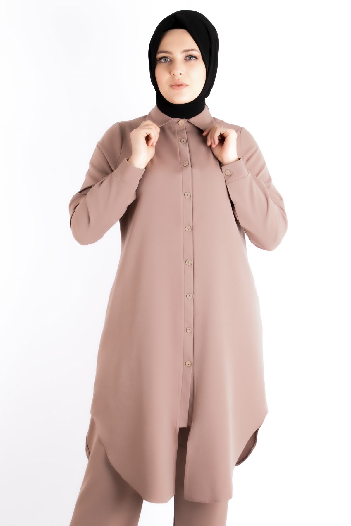 Double Trousers Tunic Suit Mink FHM738FHM738-VİZONFahima