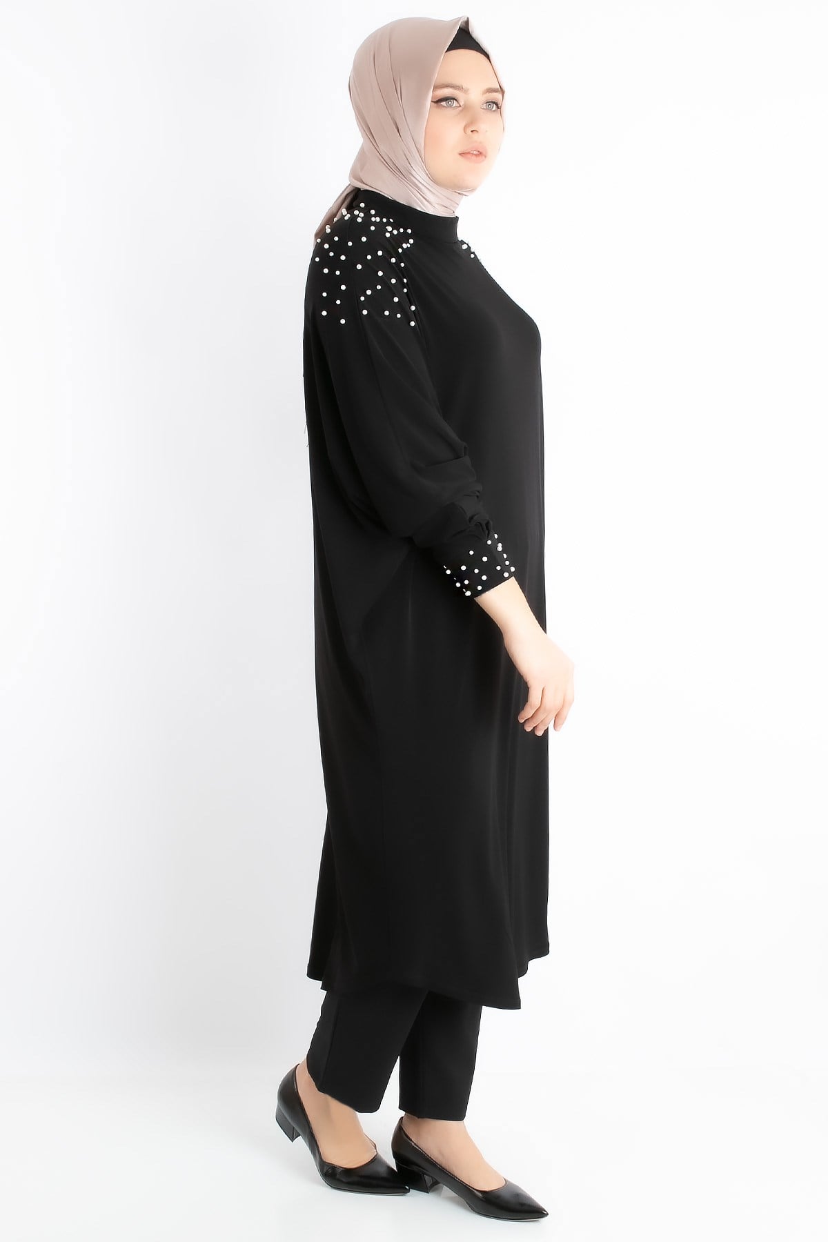 Tunic - Crepe - Unlined - Crew Neck - Black - FHM742FHM742-SİYAHFahima