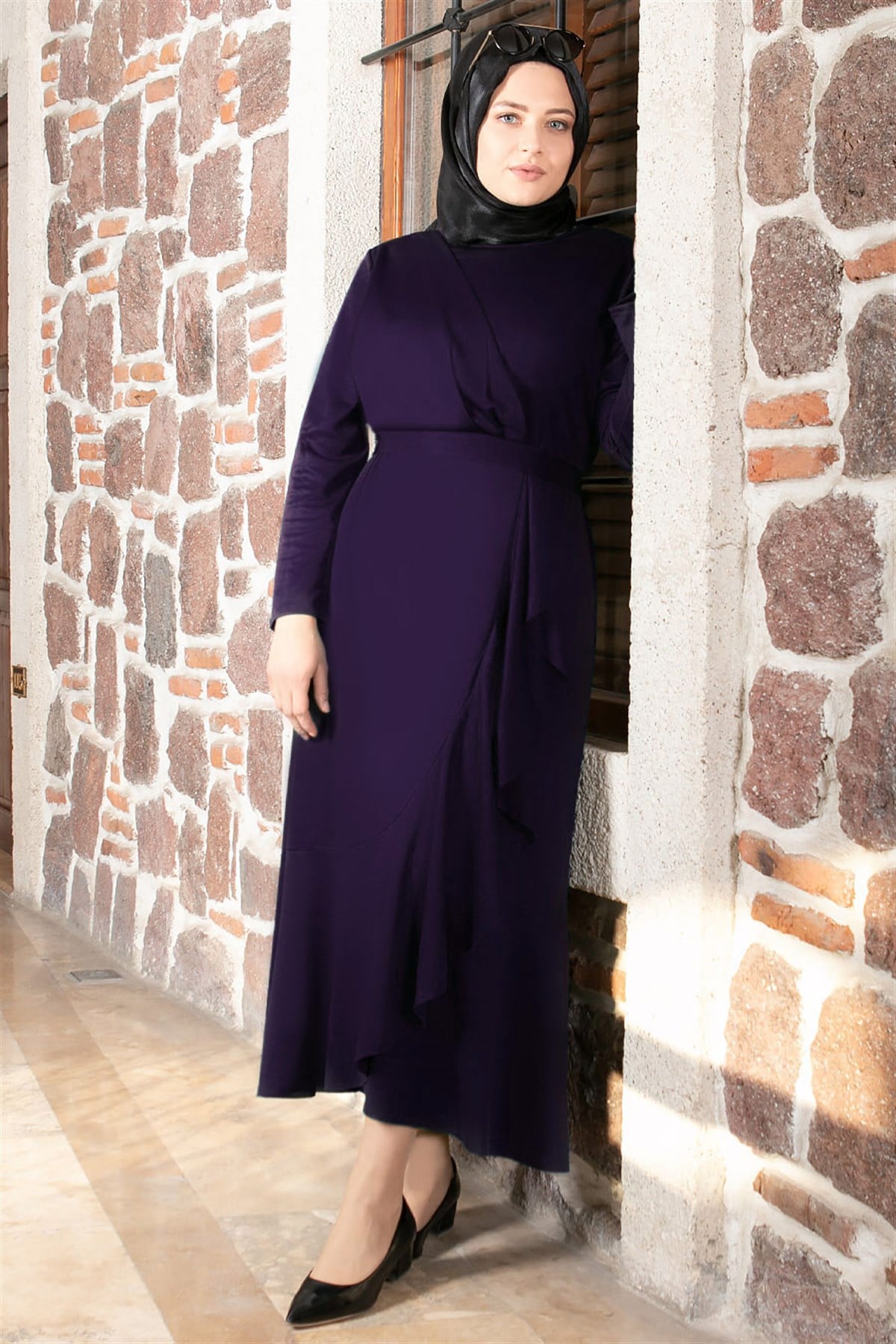 FIRFIR DETAYLI TESETTÜR ELBİSEFHM802-MORFahima