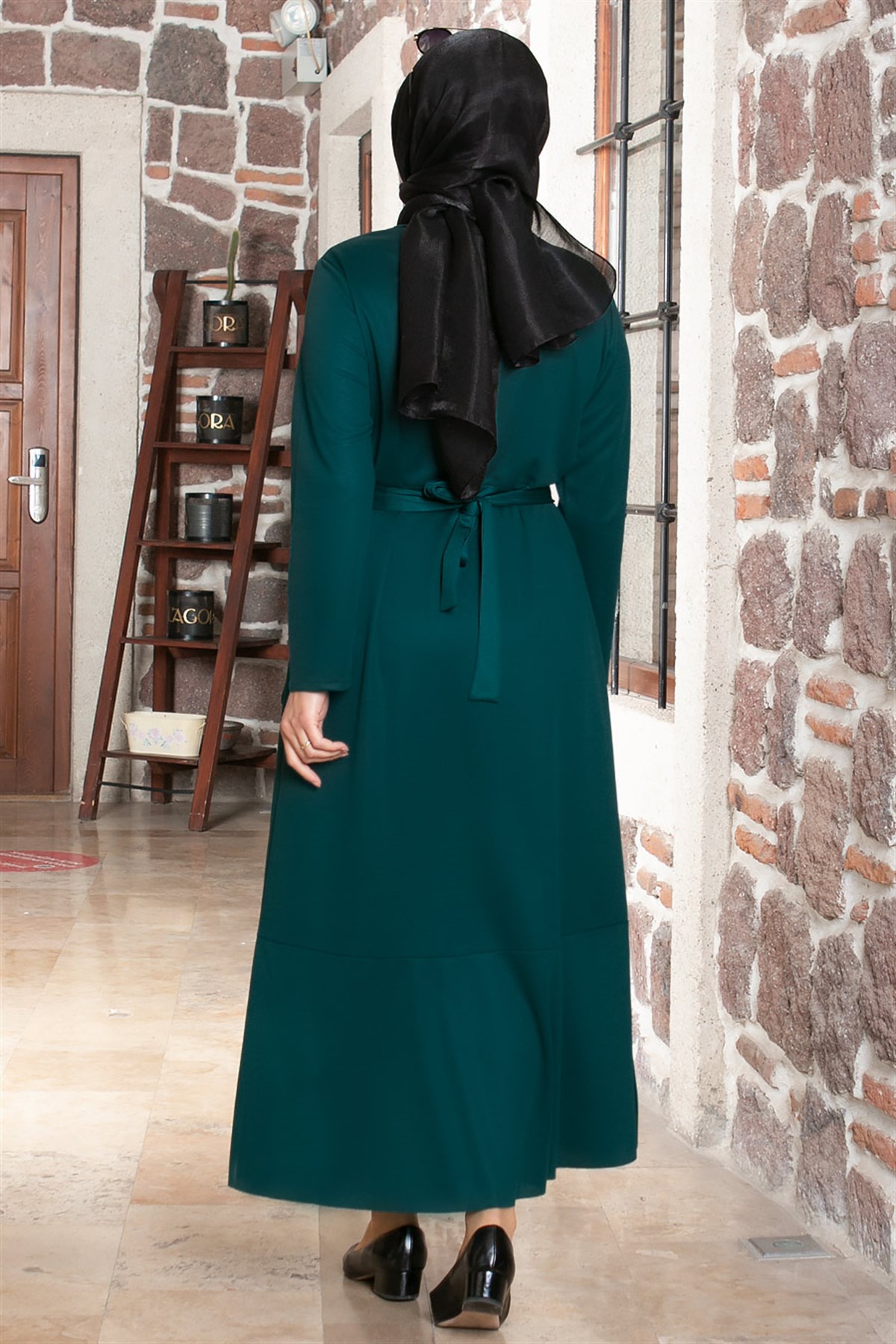 Rüschen Detail Kleid Smaragde FHM802FHM802-ZÜMRÜTFahima