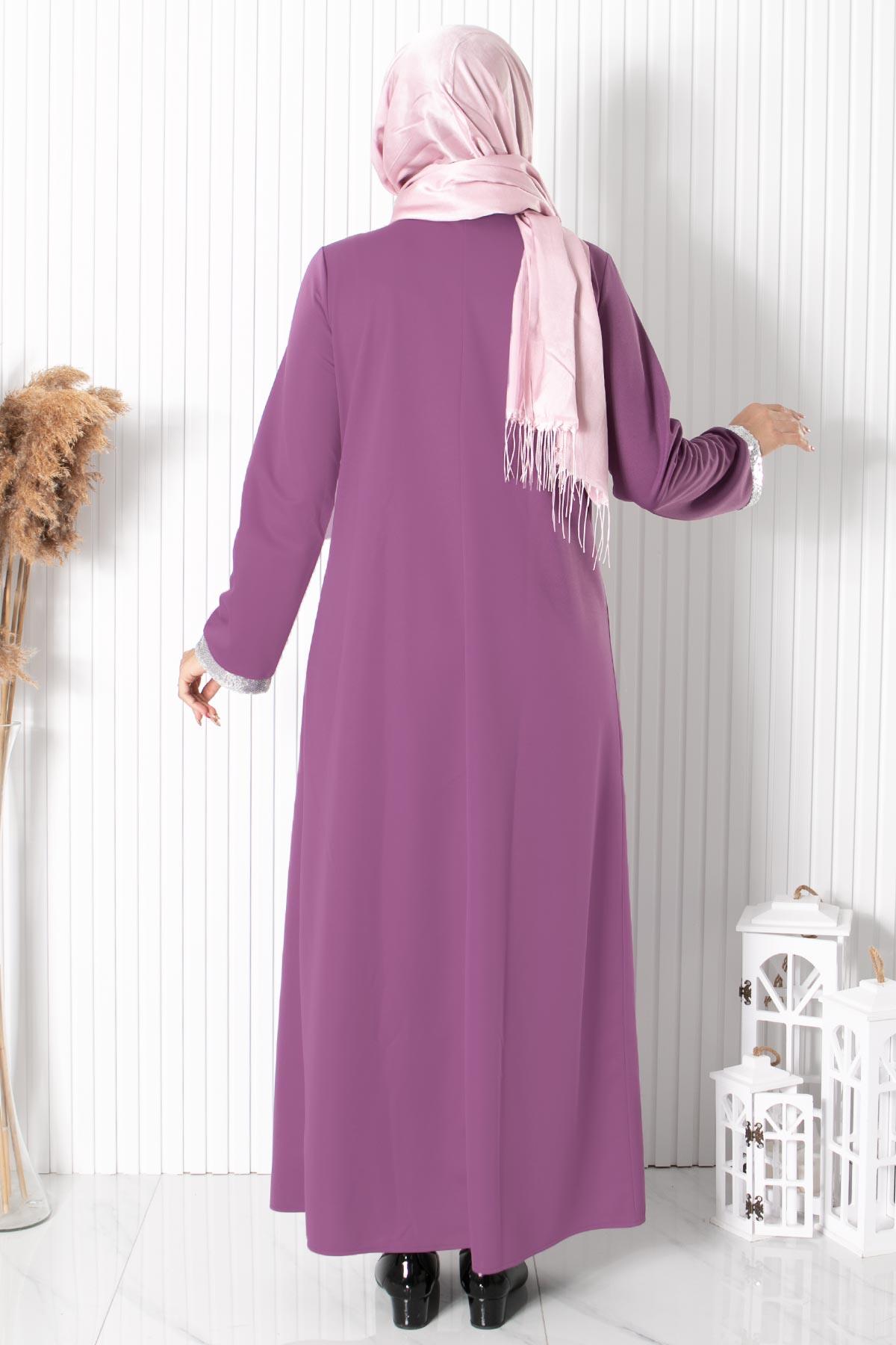 Robe Rayée Paillettes Lilas FHM808FHM808-LİLAFahima