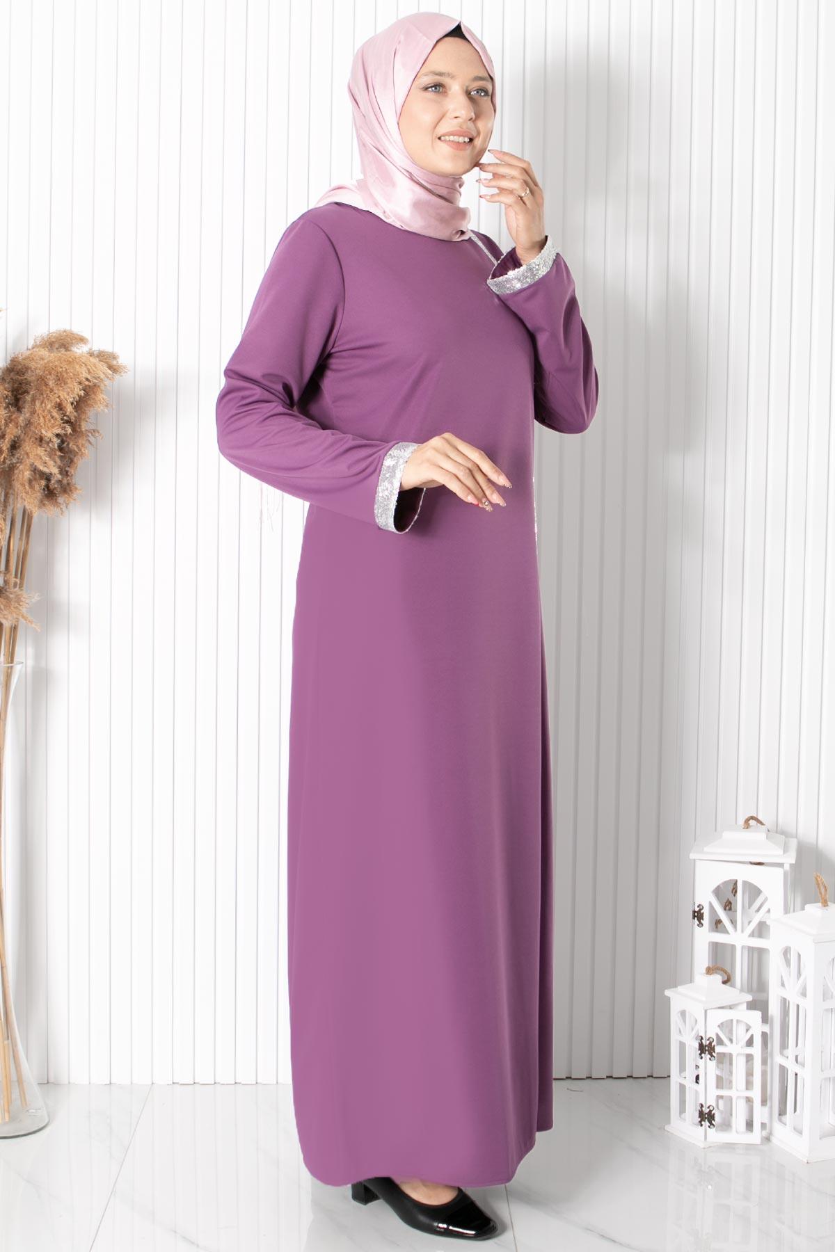 Robe Rayée Paillettes Lilas FHM808FHM808-LİLAFahima