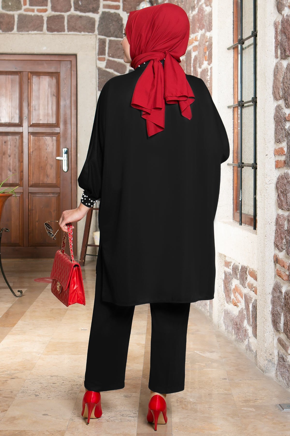 Pearl Detailed Suit Black FHM810FHM810-SİYAHFahima