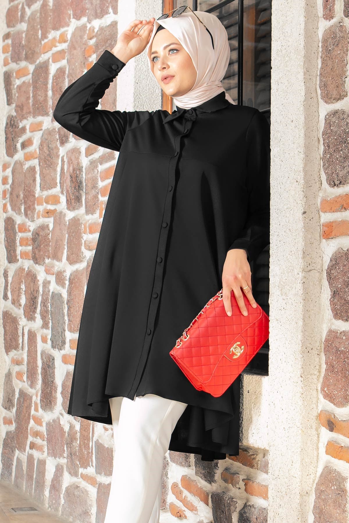 Düğme Detaylı Tunik Siyah FHM812FHM812-SİYAHFahima