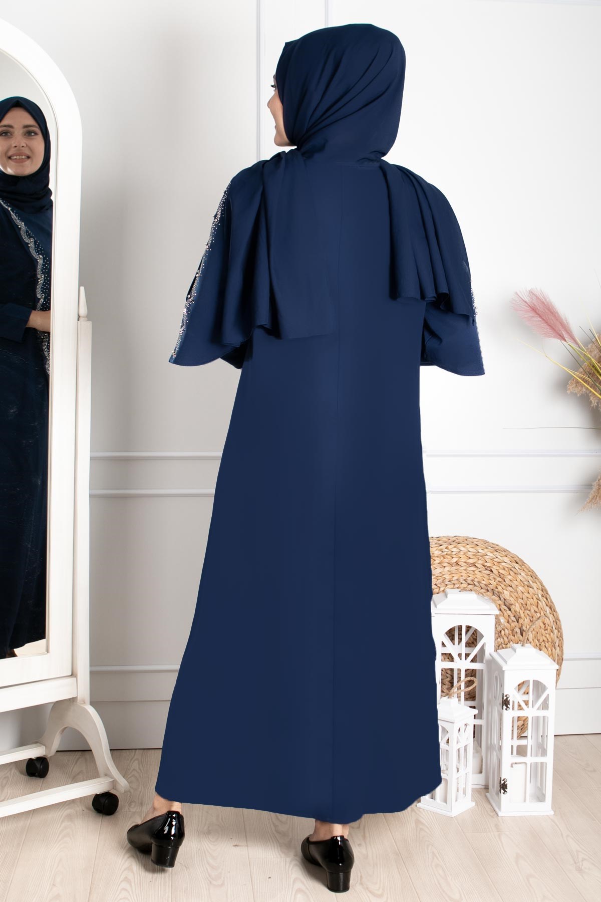 Stone Print Detailed Evening Dress Navy blue FHM824FHM824-LACİVERTFahima