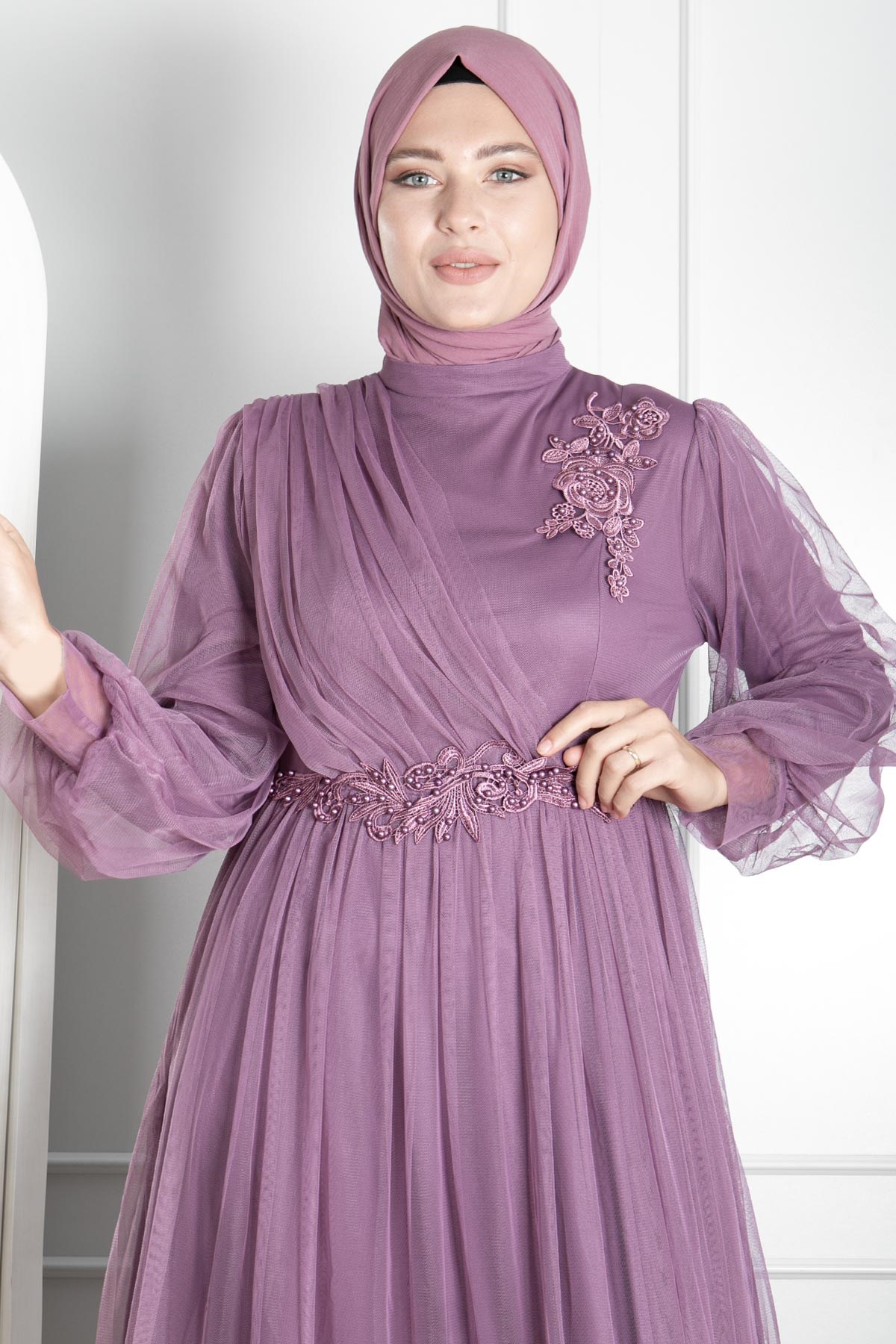 Güpürlü Tül Abiye Lila FHM844FHM844-LİLAFahima