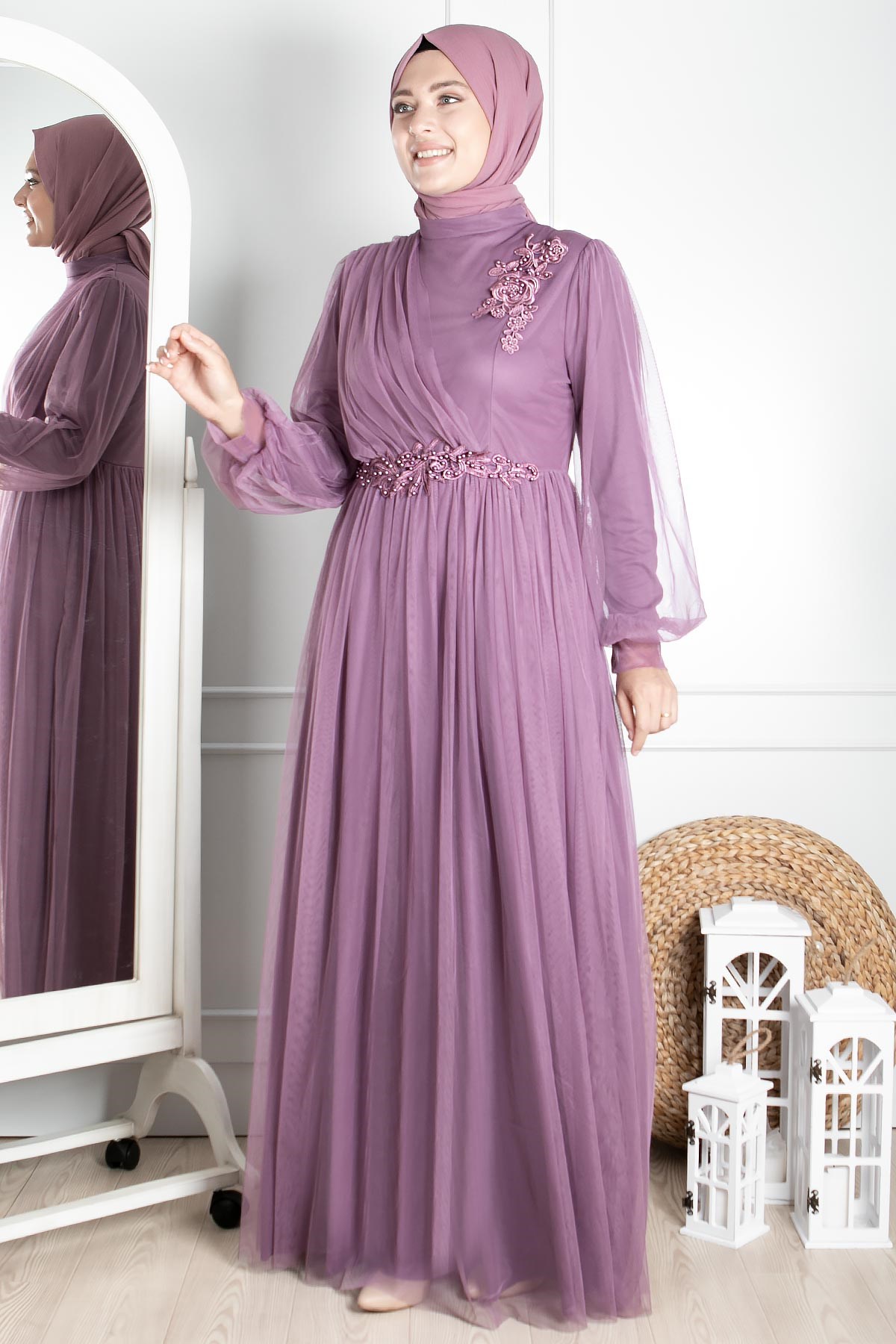 Güpürlü Tül Abiye Lila FHM844FHM844-LİLAFahima