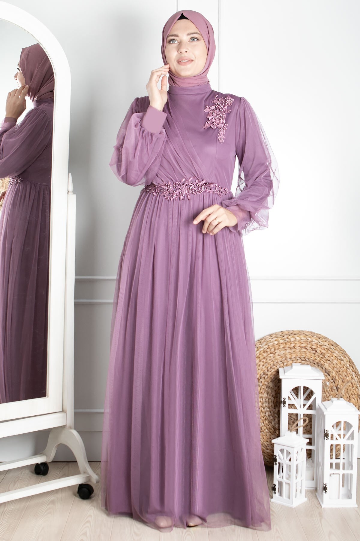 Güpürlü Tül Abiye Lila FHM844FHM844-LİLAFahima
