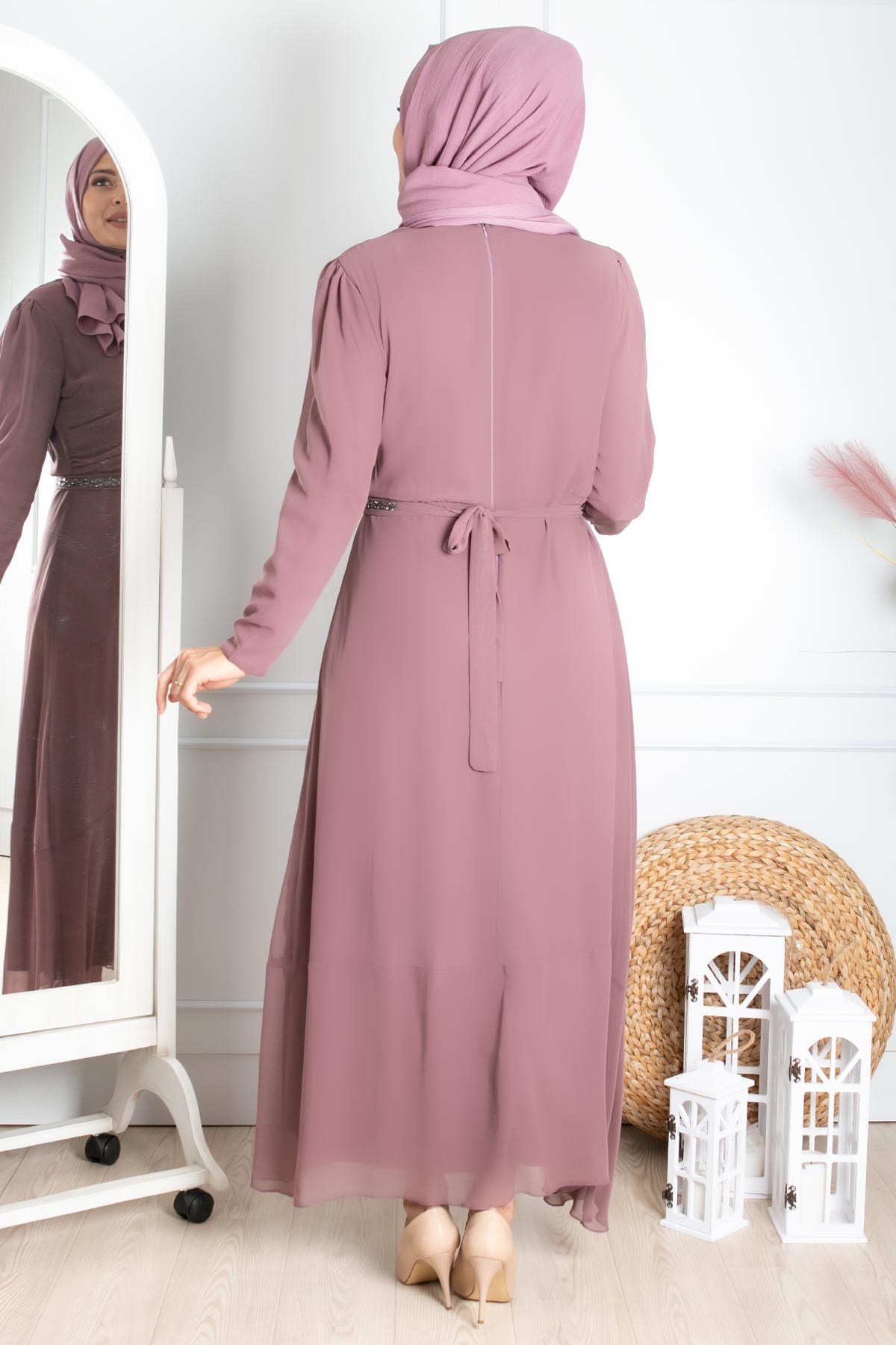 Fırfır Detaylı Tesettür Abiye Lila FHM850FHM850-LİLAFahima