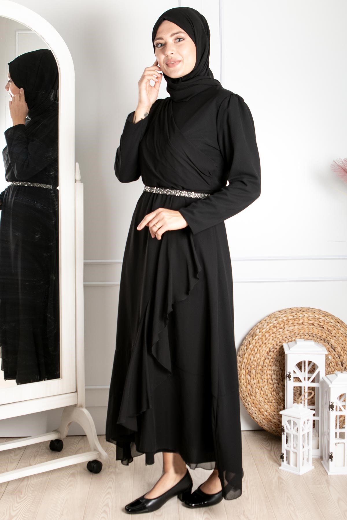 FIRFIR DETAYLI TESETTÜR ABİYEFHM850-SİYAHFahima
