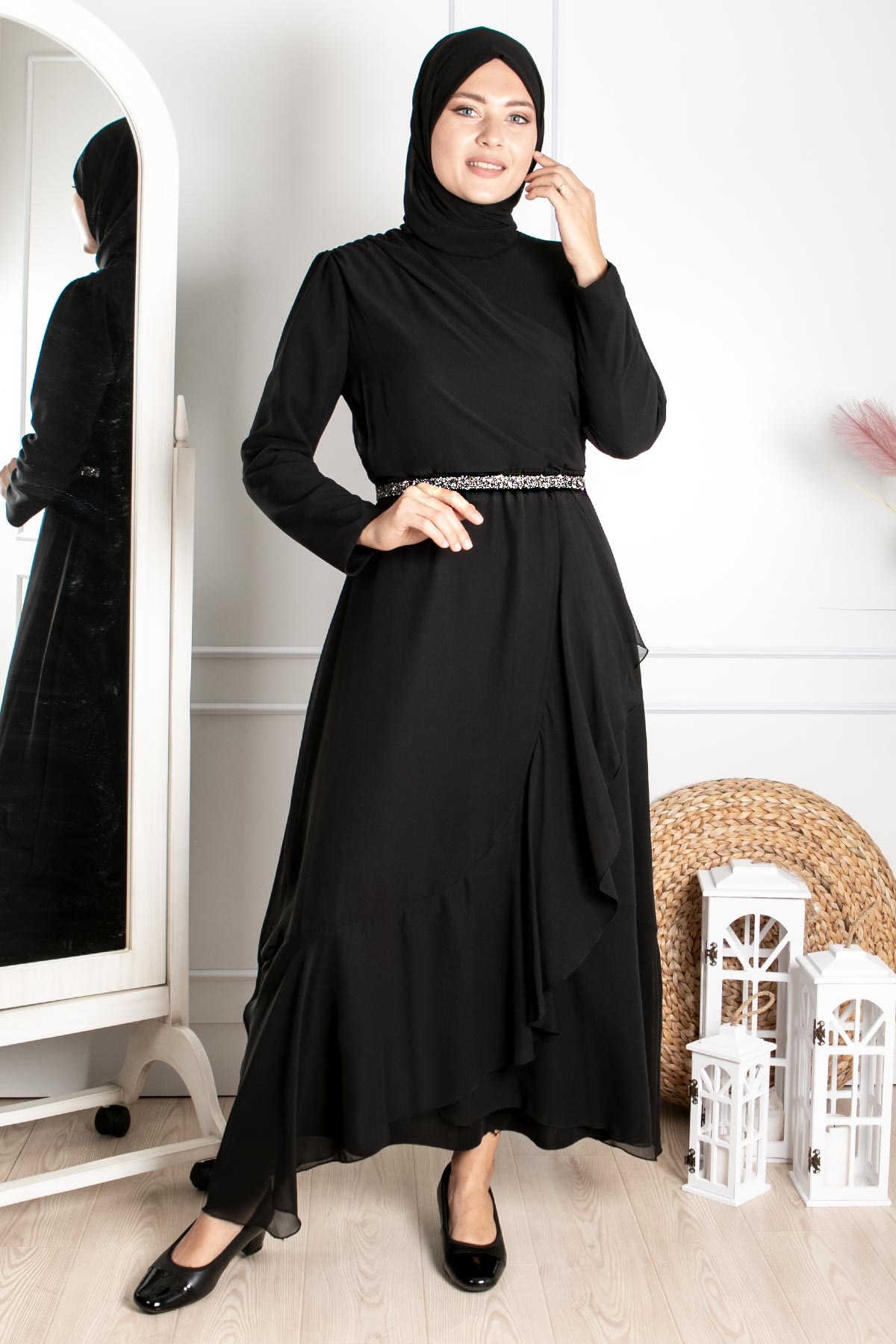 FIRFIR DETAYLI TESETTÜR ABİYEFHM850-SİYAHFahima