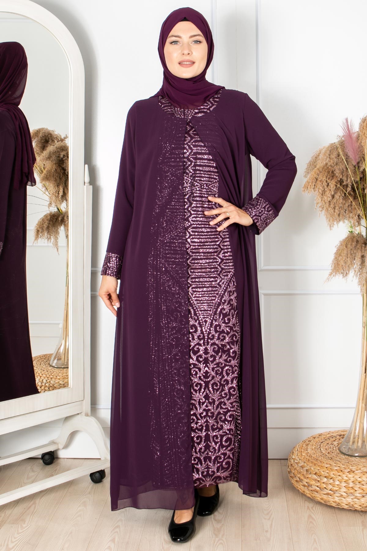 SİM DETAYLI DESENLİ ABİYE FHM852-MORFahima