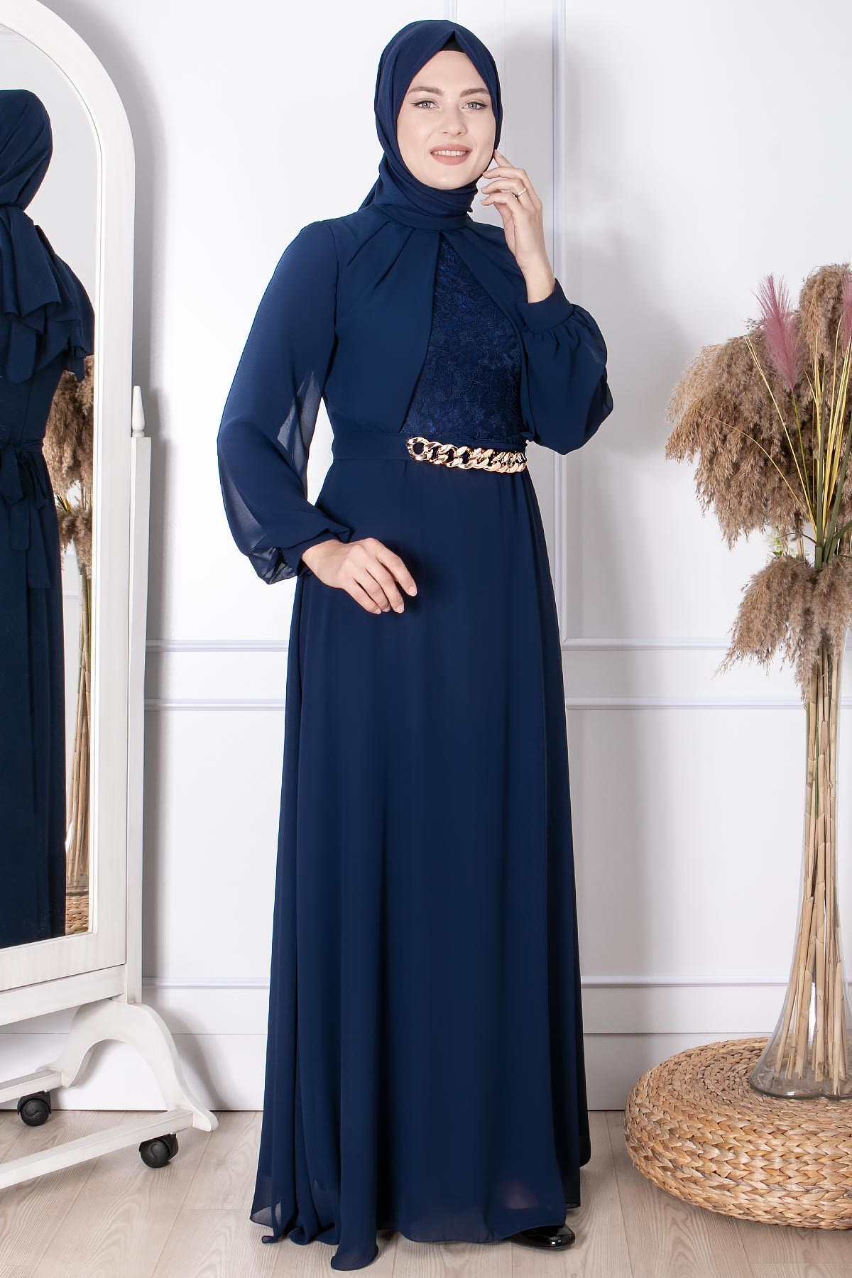 Zincir Kemer Detaylı Abiye Lacivert FHM860FHM860-LACİVERTFahima
